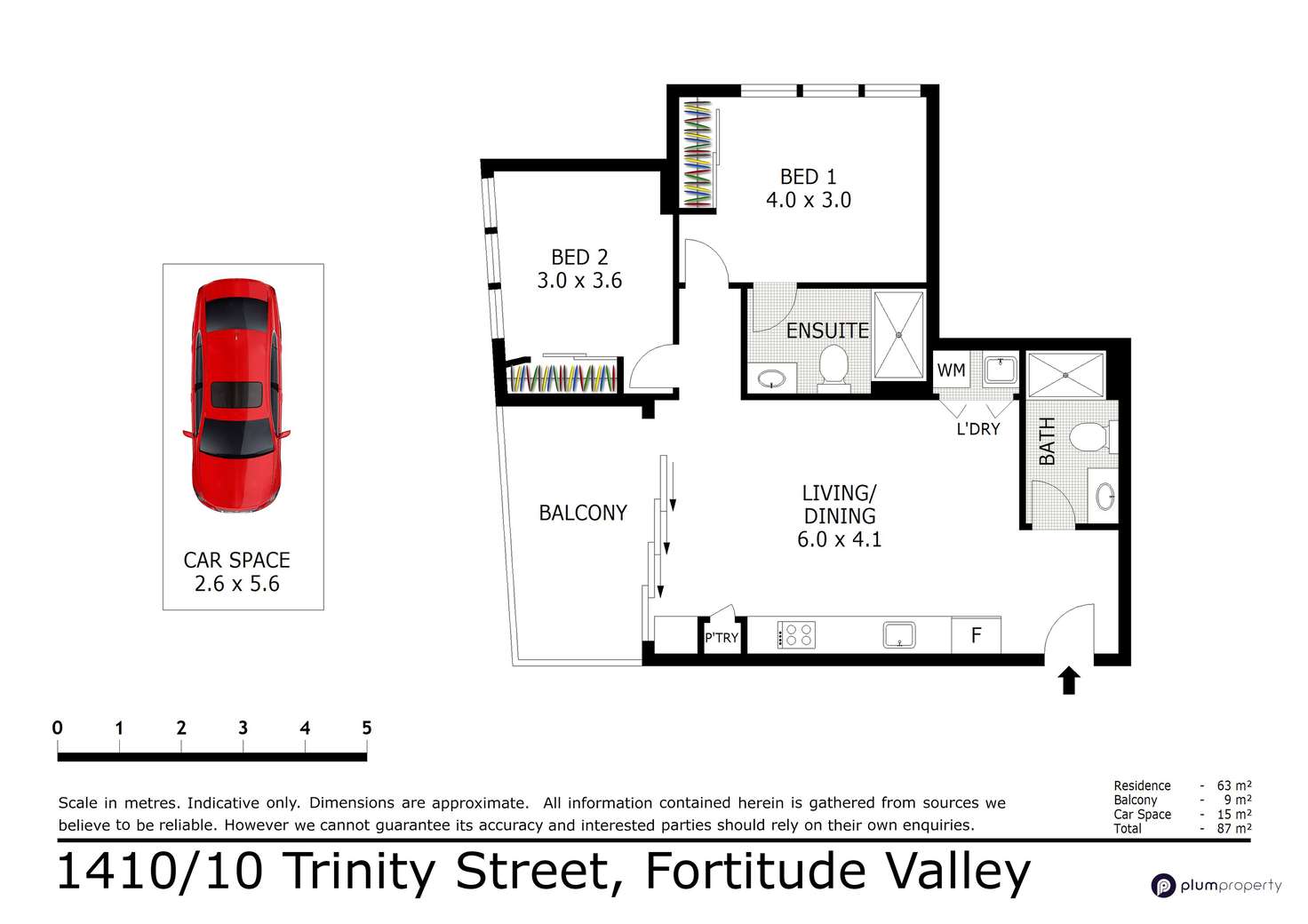 Floorplan of Homely apartment listing, 1410/10 Trinity Street, Fortitude Valley QLD 4006