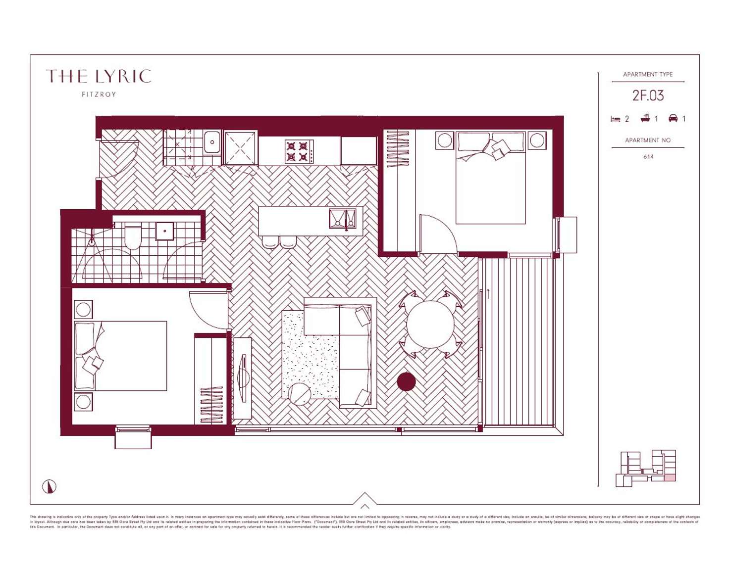 Floorplan of Homely apartment listing, 614/338 Gore Street, Fitzroy VIC 3065