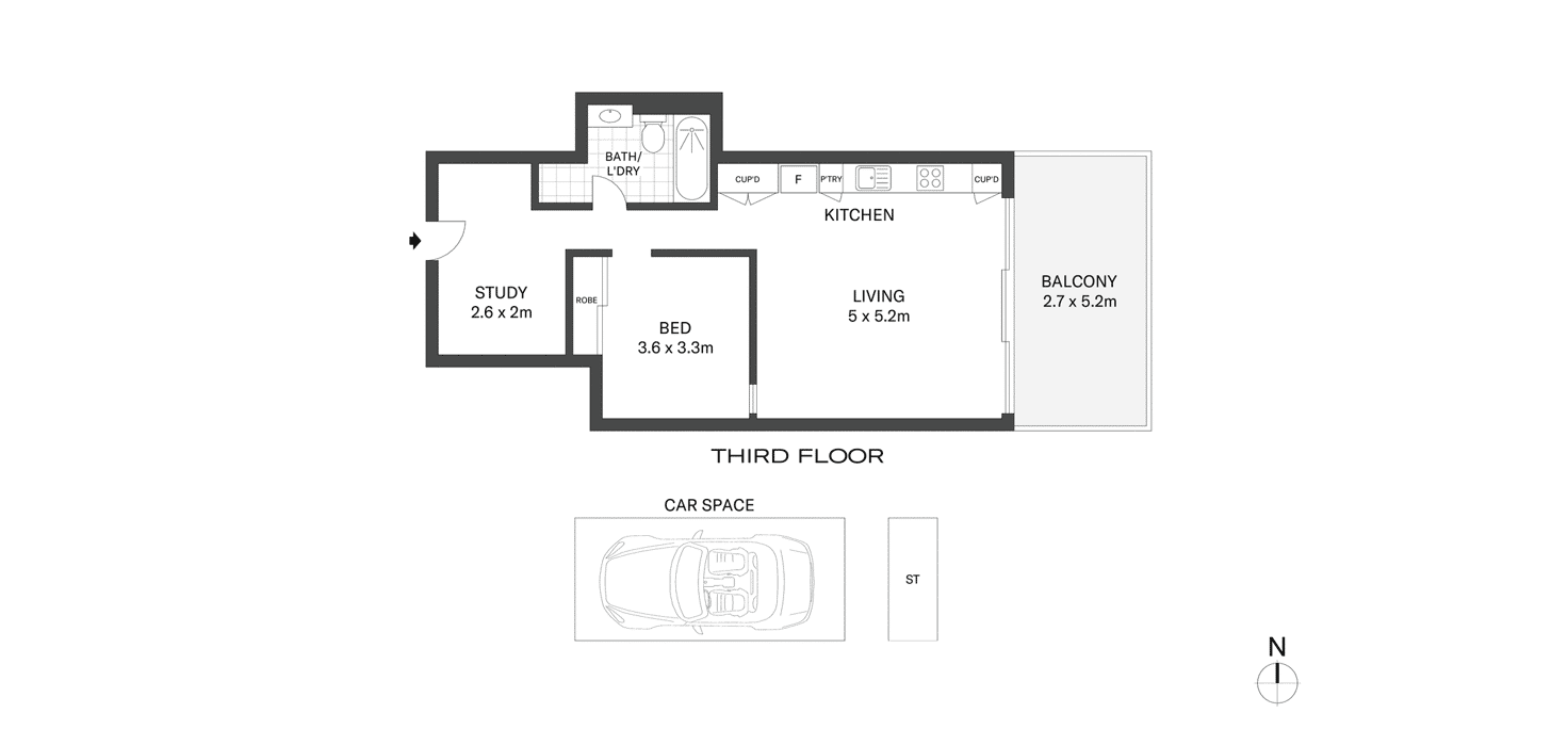 Floorplan of Homely unit listing, 302/18 Tanner Street, Richmond VIC 3121