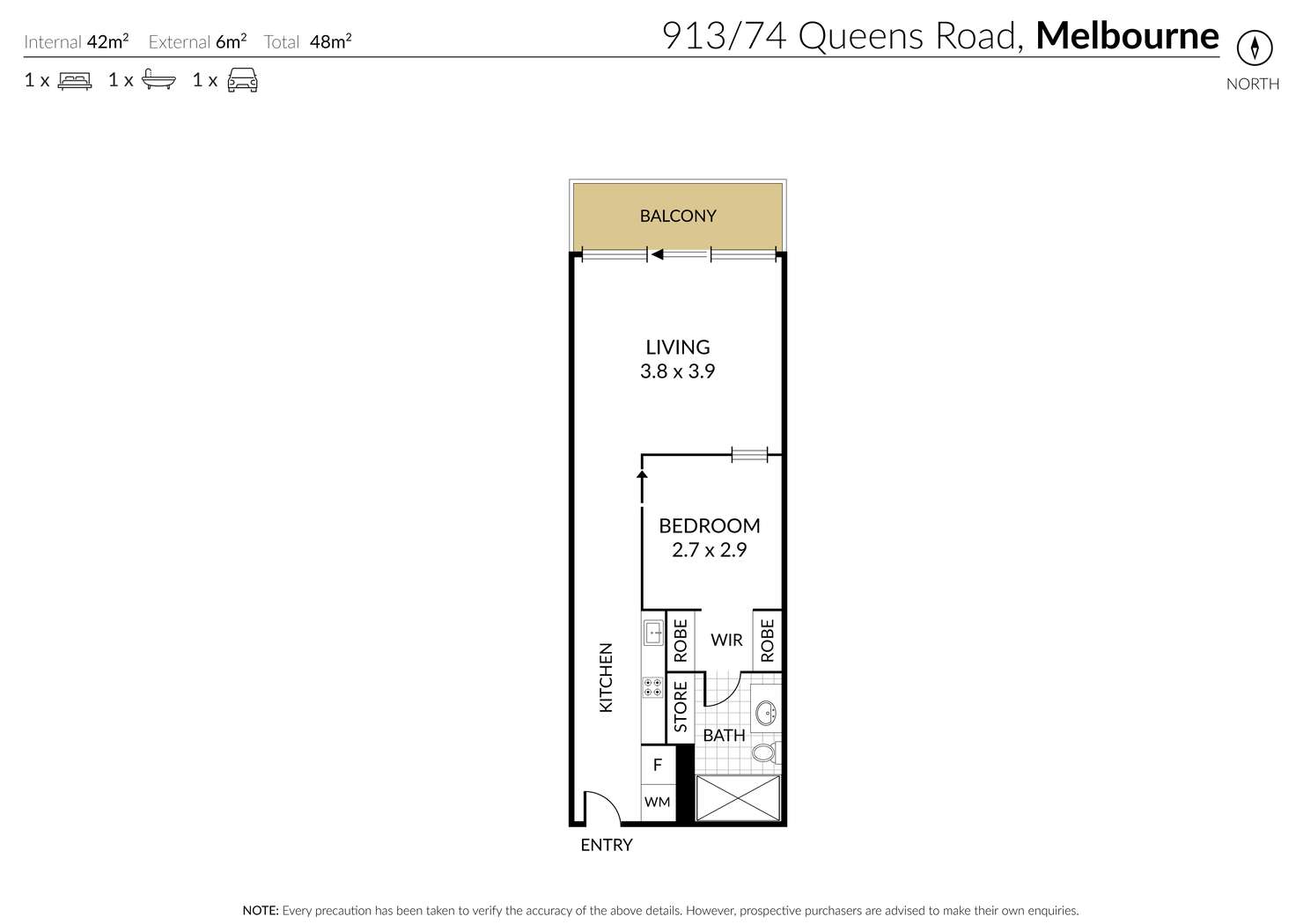 Floorplan of Homely apartment listing, 913/74 Queens Road, Melbourne VIC 3004