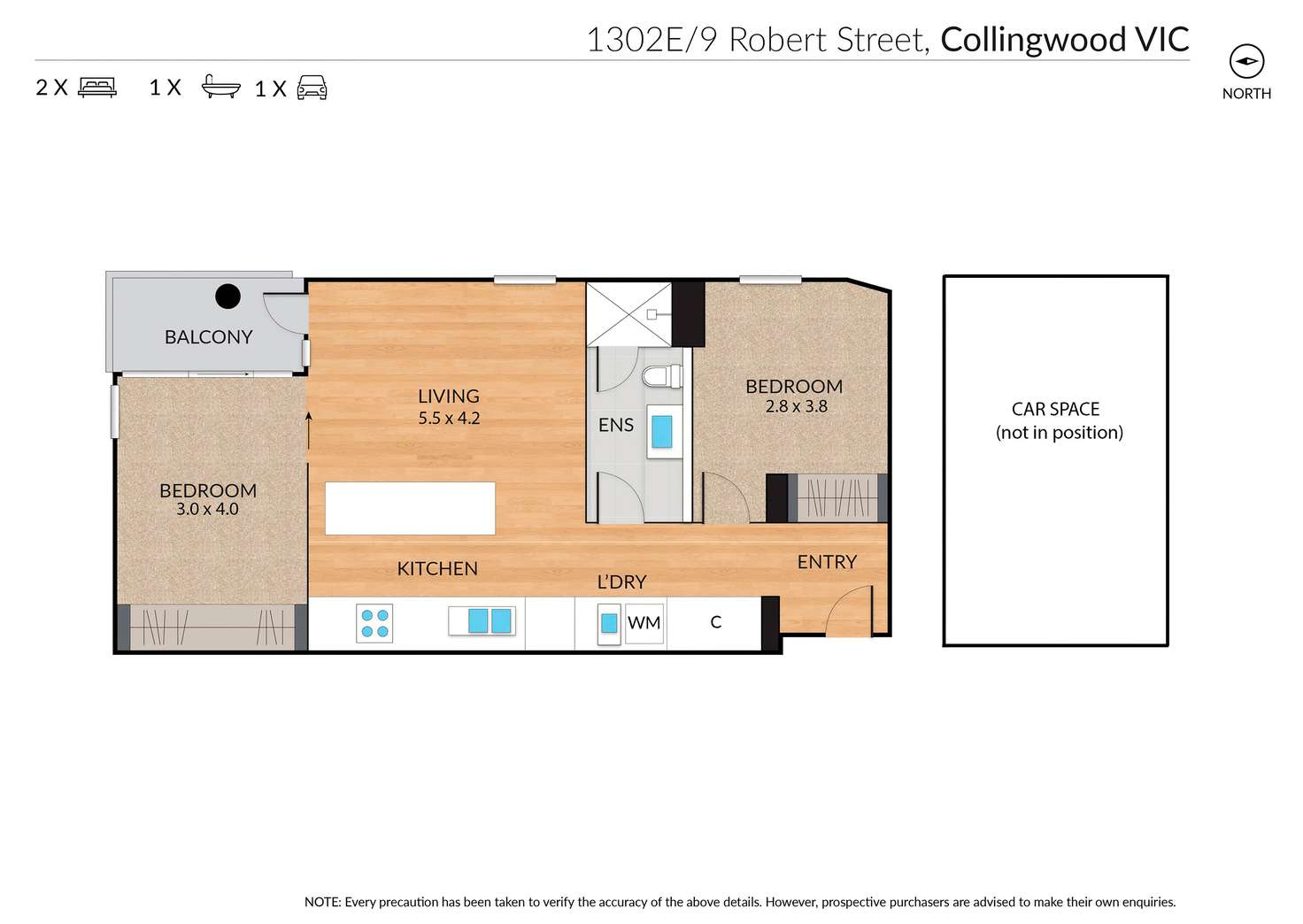 Floorplan of Homely apartment listing, 1302E/9 Robert Street, Collingwood VIC 3066