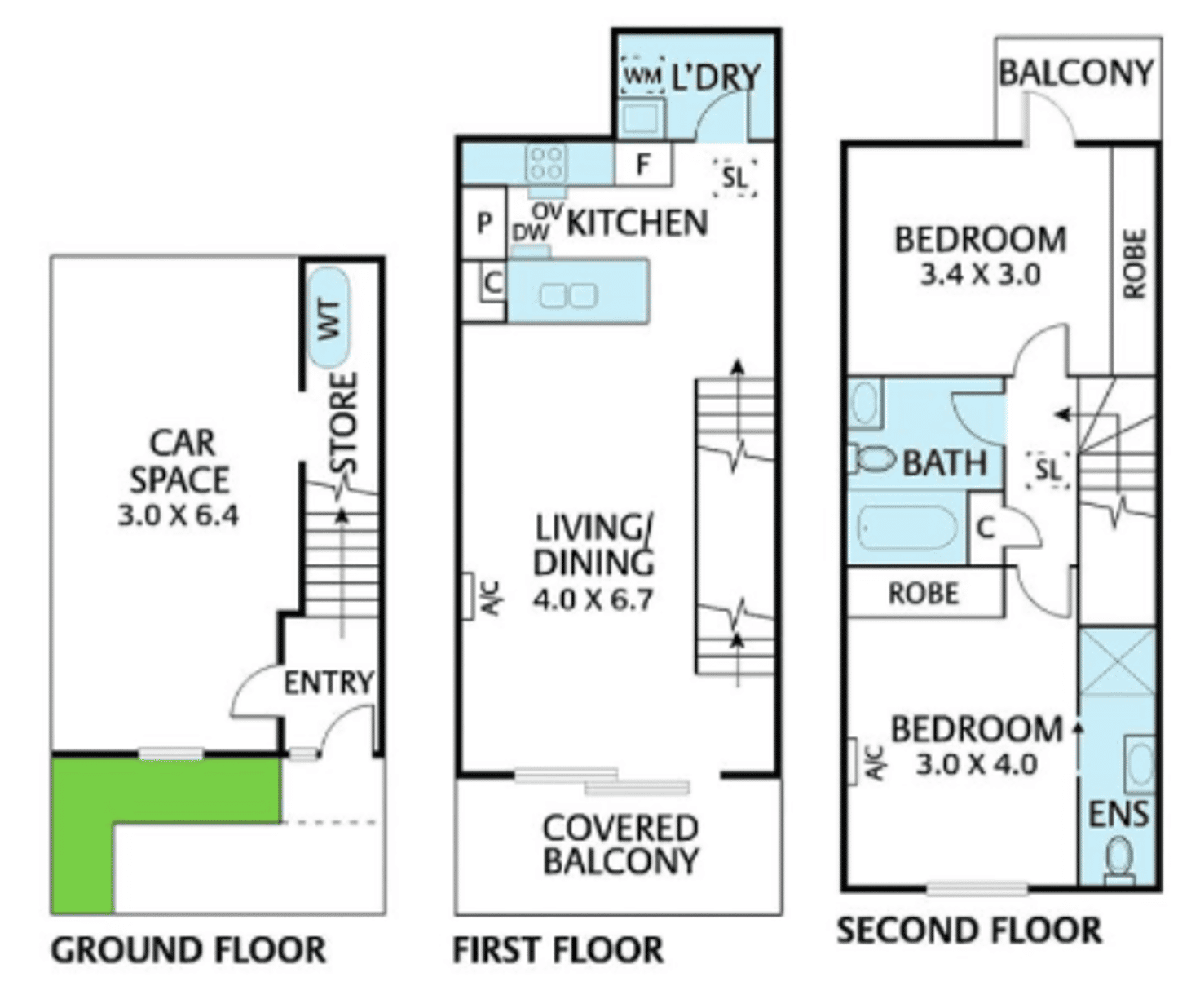 Floorplan of Homely townhouse listing, 1 Dianella Walkway, Brunswick East VIC 3057