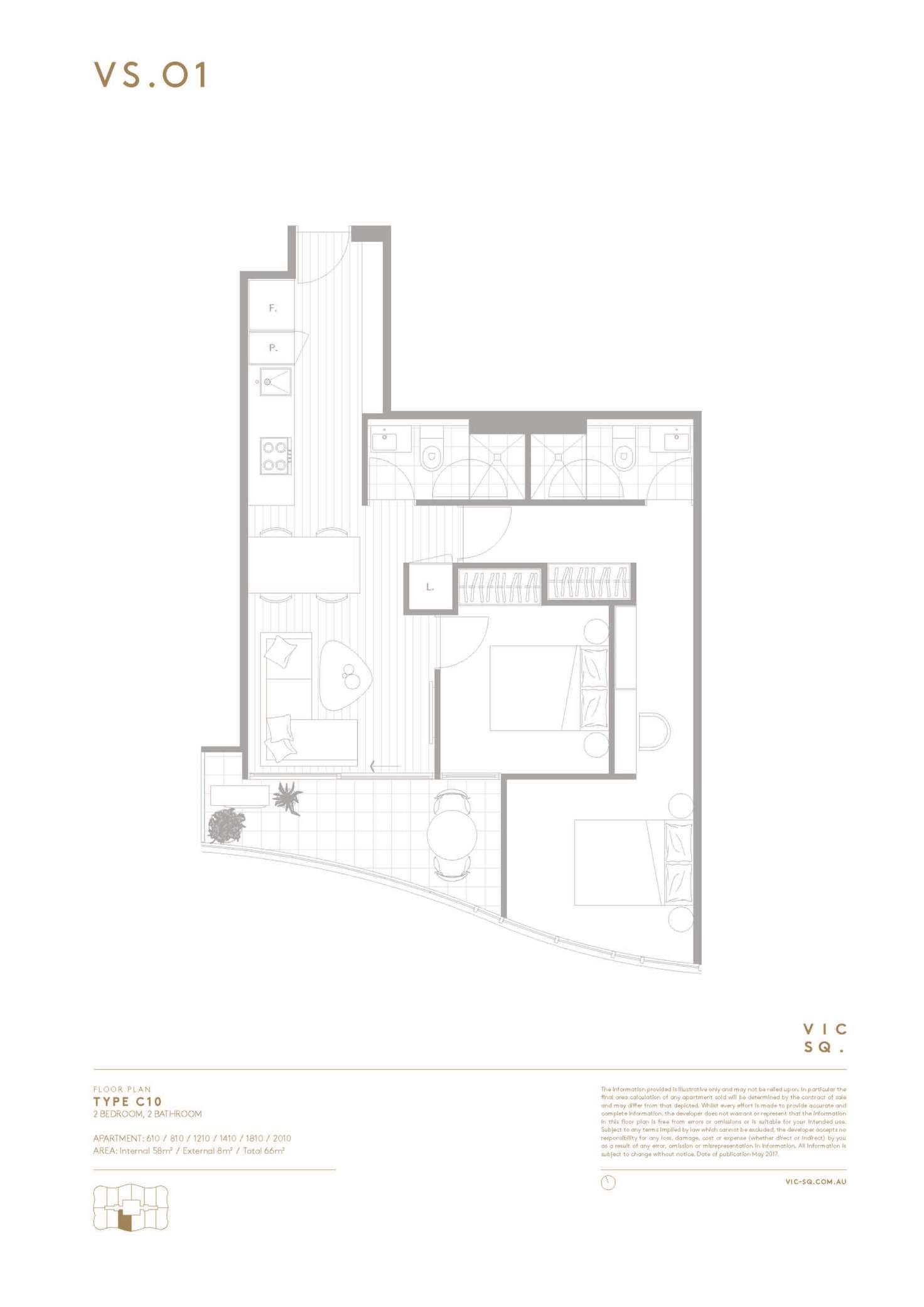 Floorplan of Homely apartment listing, 1410/8 Hopkins Street, Footscray VIC 3011