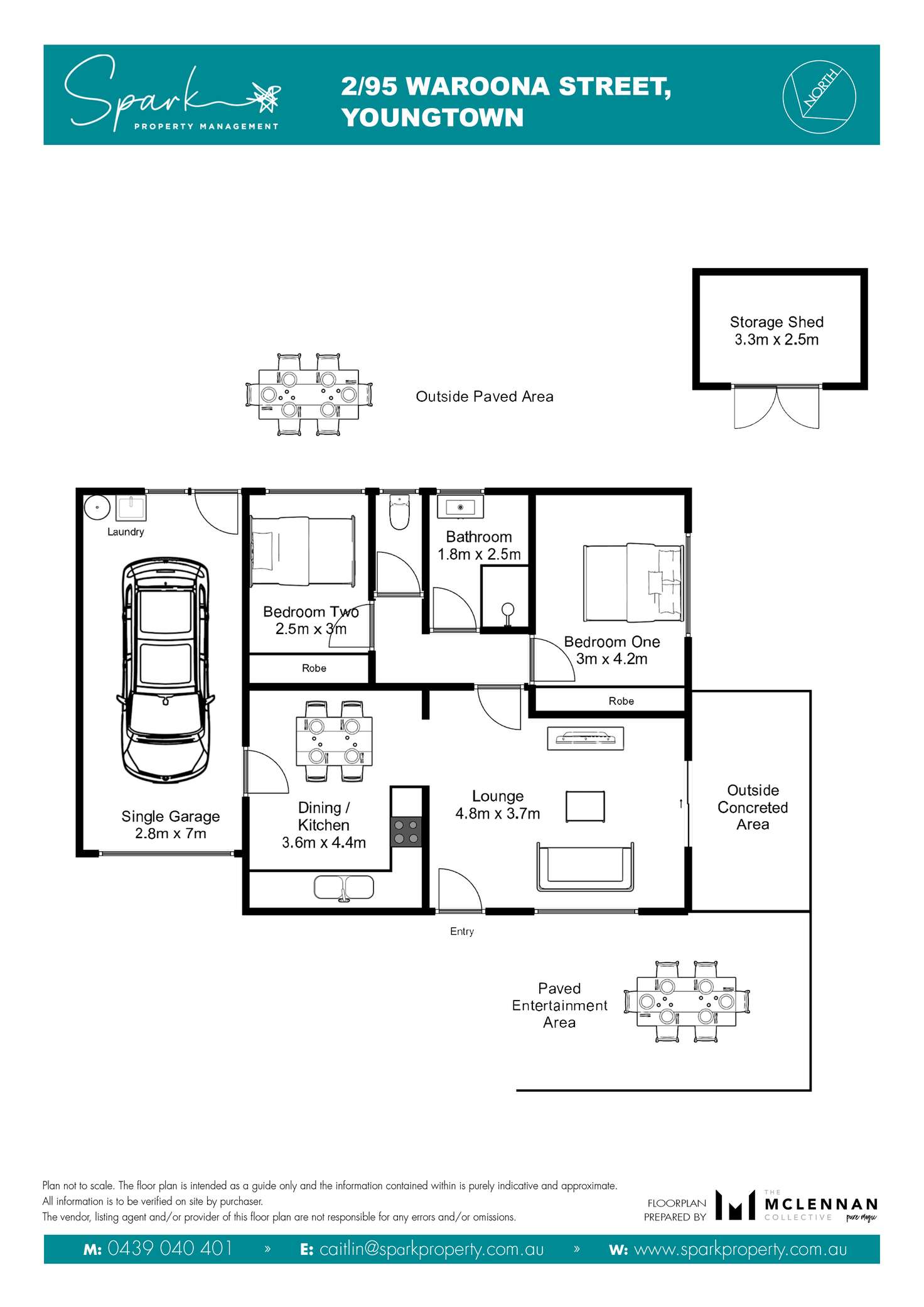 Floorplan of Homely unit listing, 2/95 Waroona Street, Youngtown TAS 7249