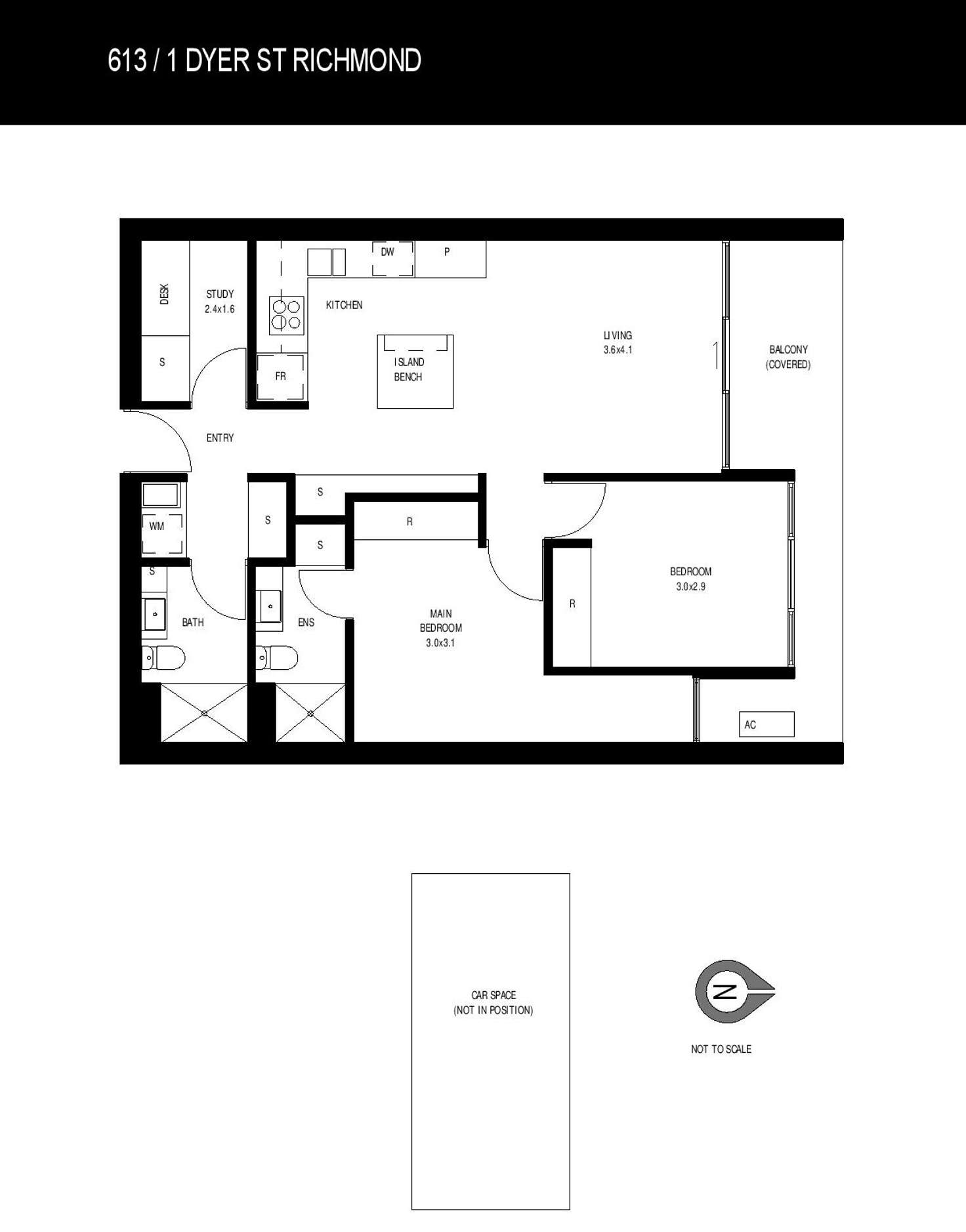 Floorplan of Homely apartment listing, 613/1 Dyer Street, Richmond VIC 3121