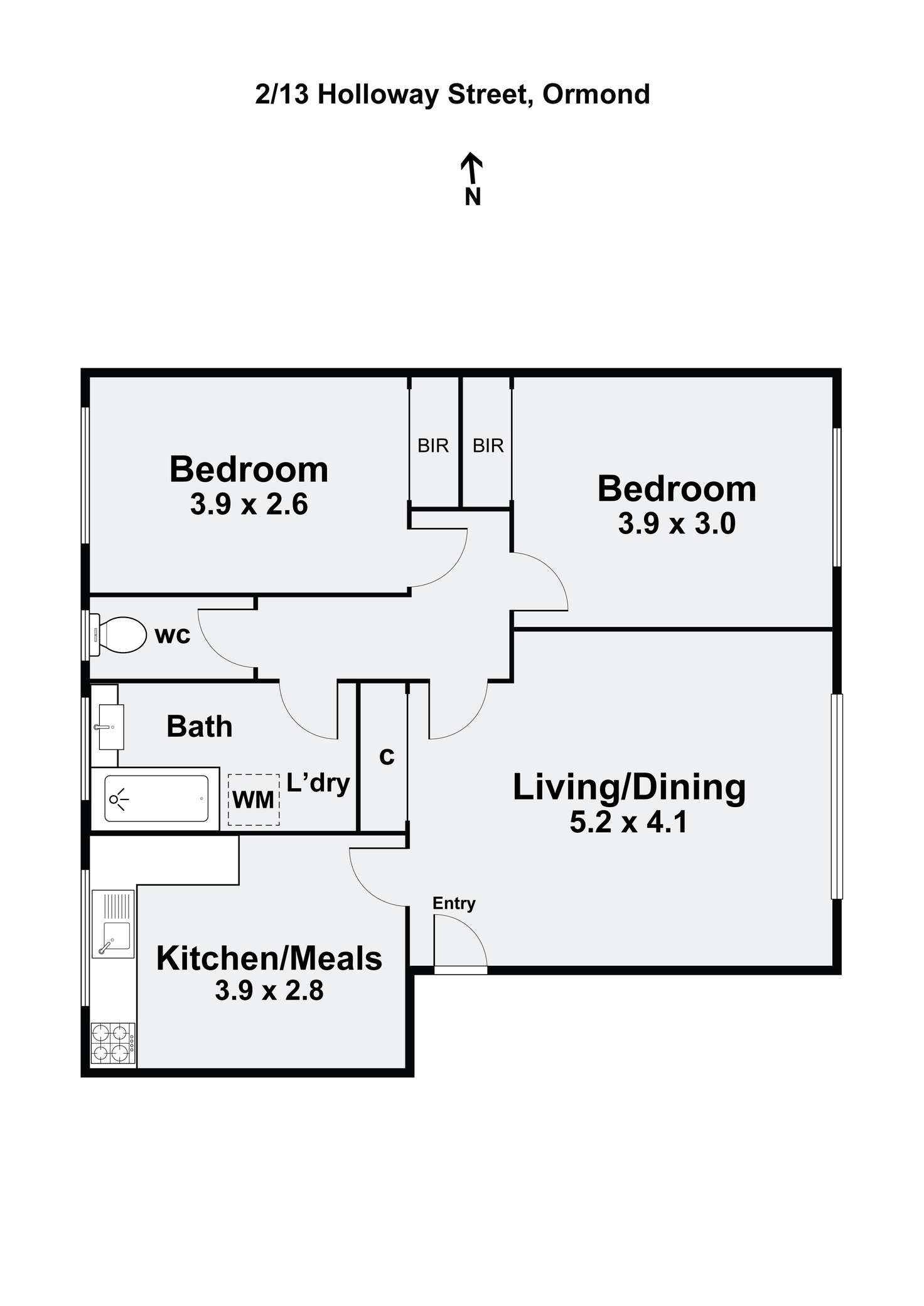 Floorplan of Homely apartment listing, 2/13 Holloway Street, Ormond VIC 3204