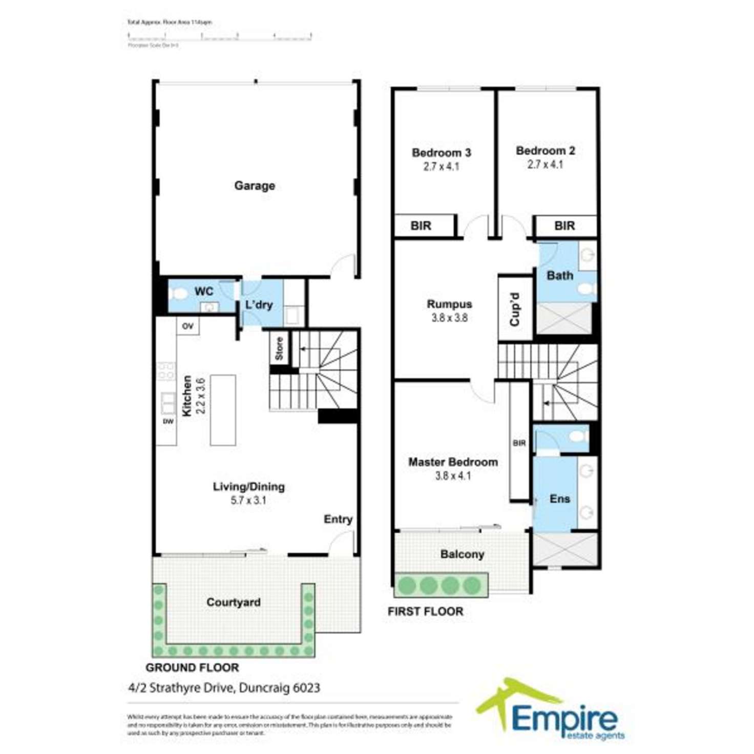 Floorplan of Homely townhouse listing, 4/2 Strathyre Drive, Duncraig WA 6023