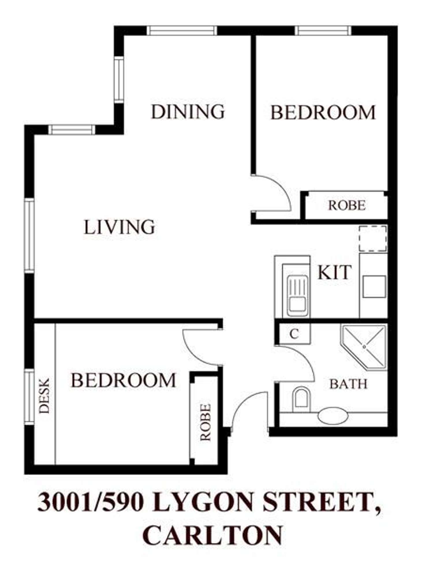 Floorplan of Homely apartment listing, 3001/590 Lygon Street, Carlton VIC 3053