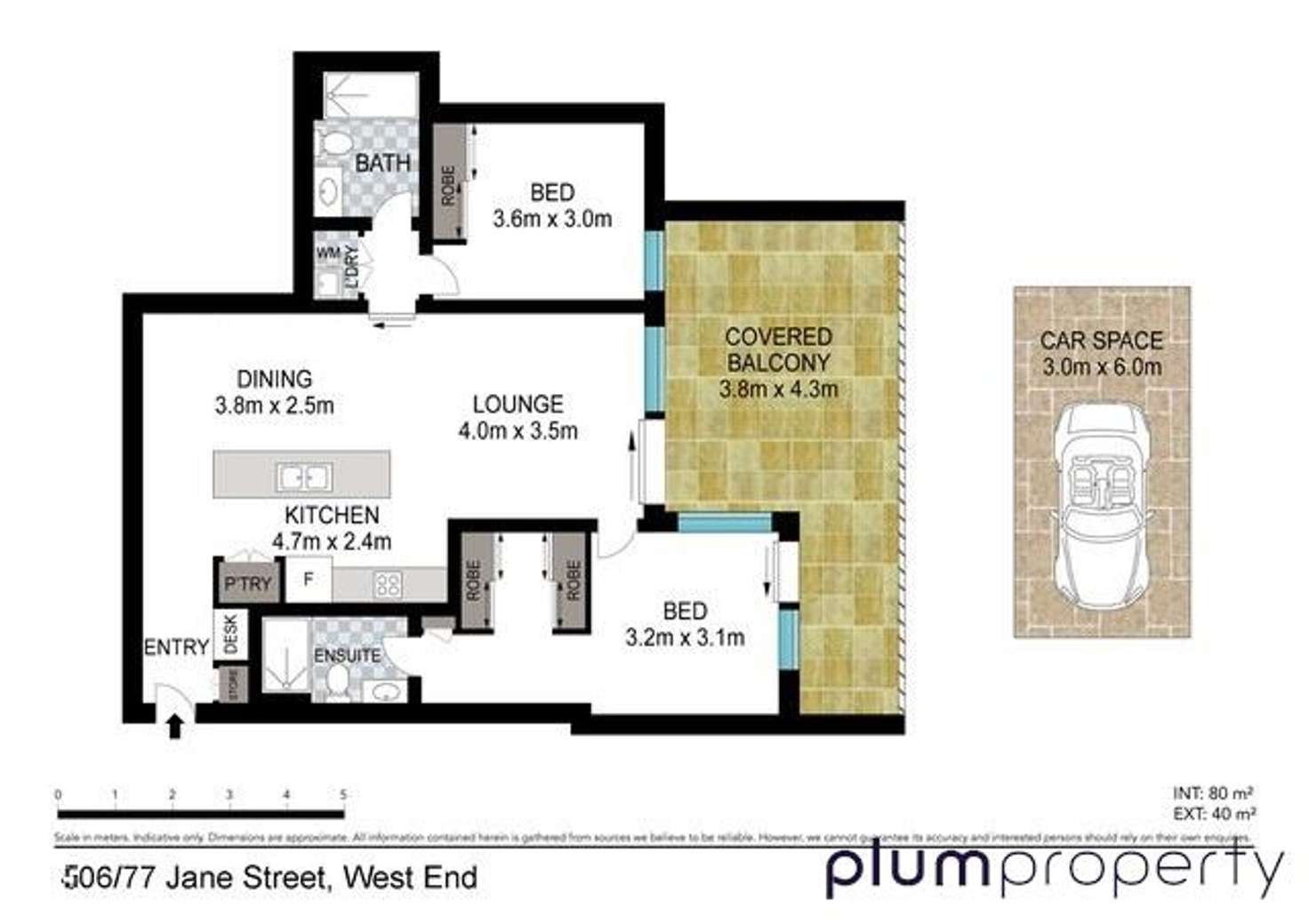 Floorplan of Homely unit listing, 506/77 Jane Street, West End QLD 4101
