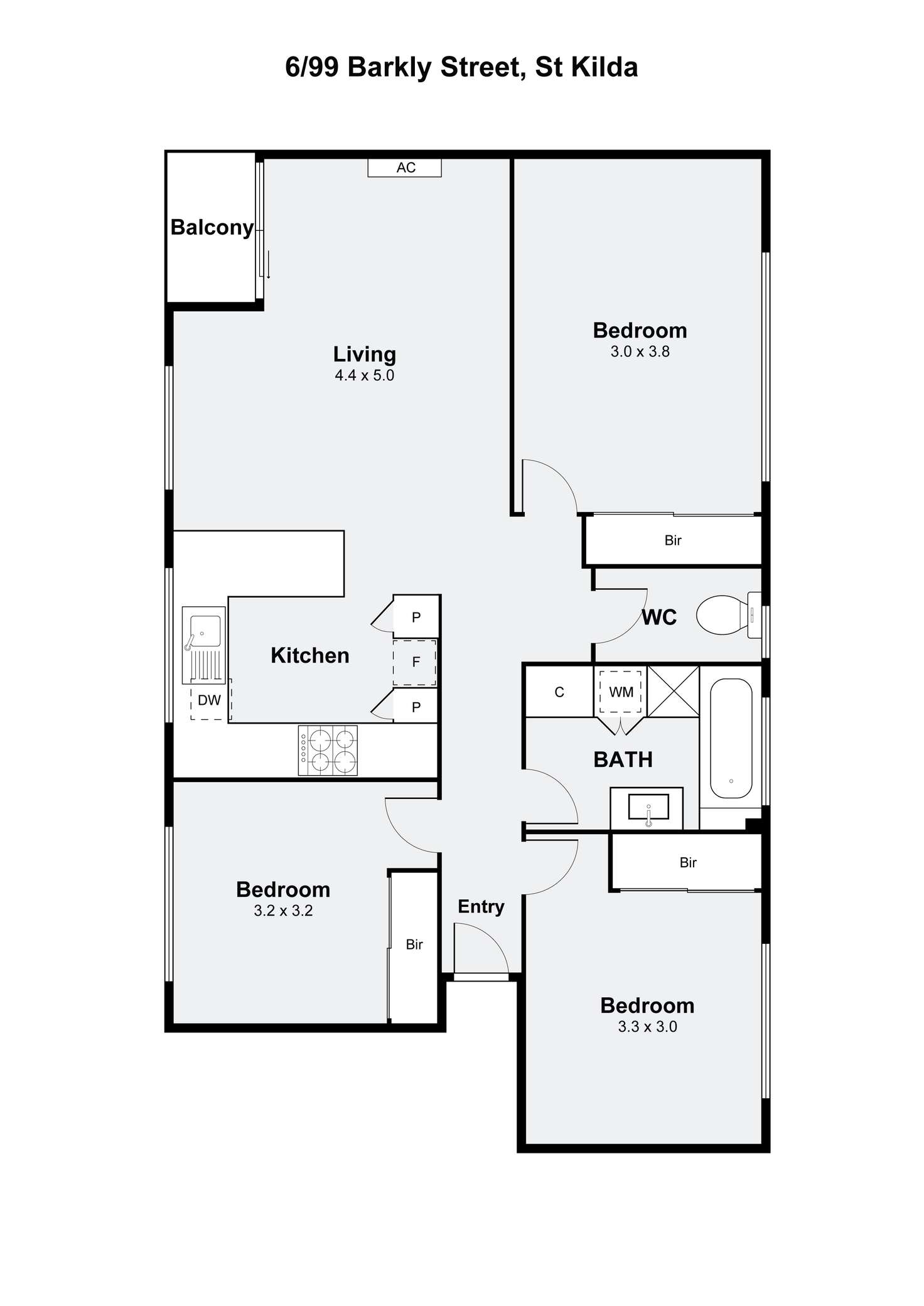 Floorplan of Homely apartment listing, 6/99 Barkly Street, St Kilda VIC 3182