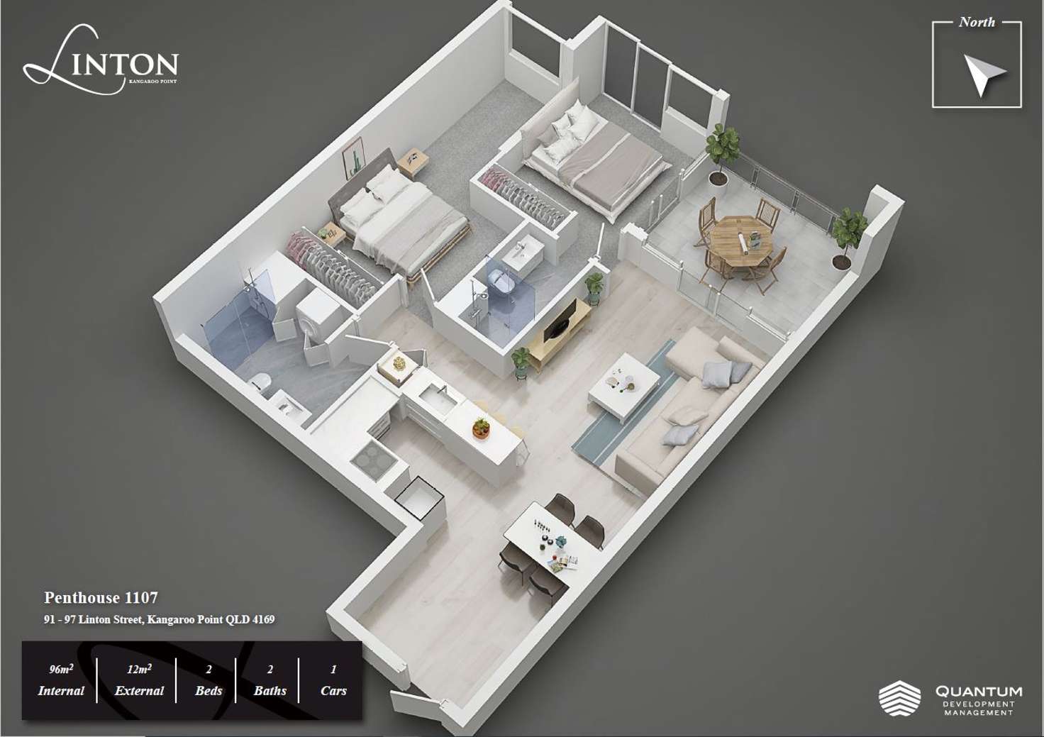 Floorplan of Homely apartment listing, 1107/95 Linton St, Kangaroo Point QLD 4169