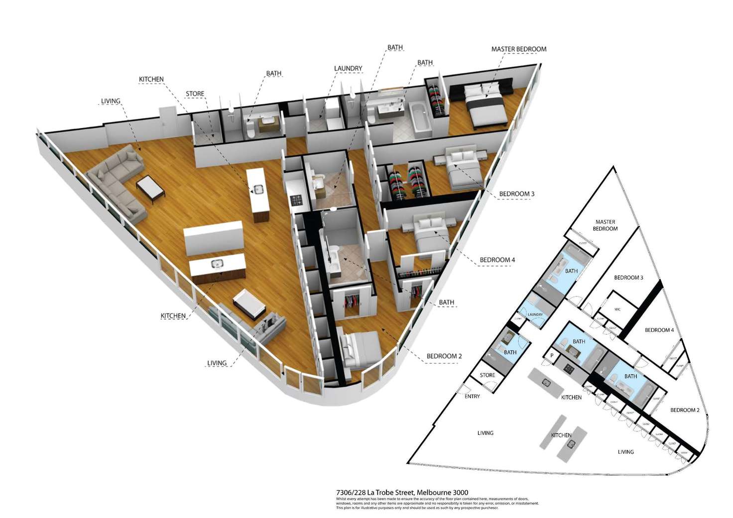 Floorplan of Homely apartment listing, 7306/228 La Trobe Street, Melbourne VIC 3000