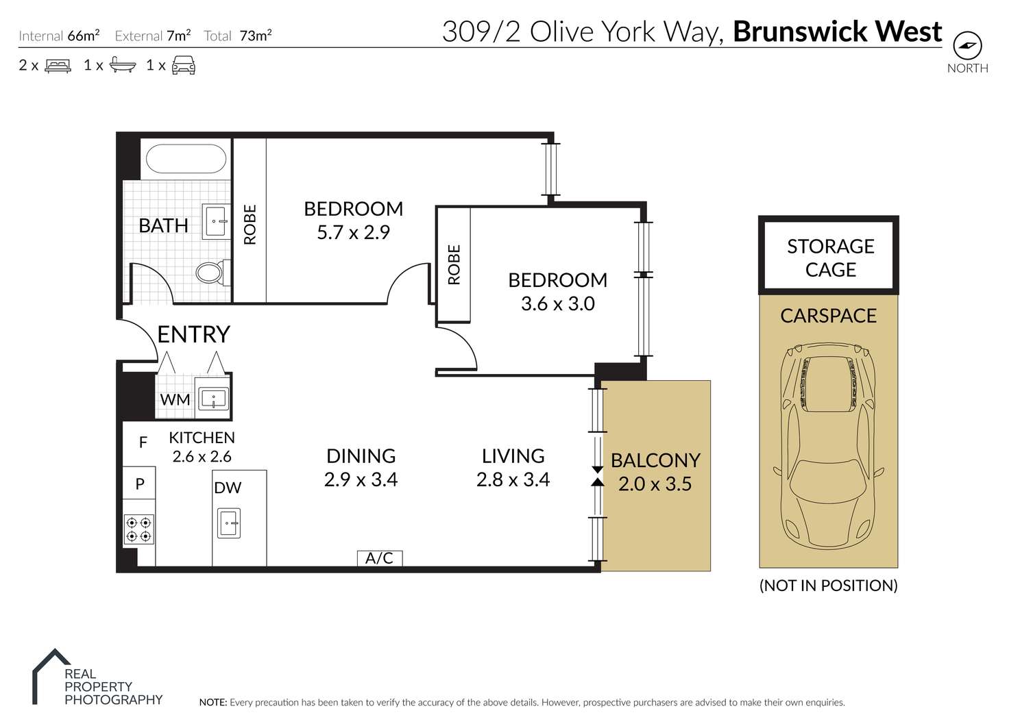 Floorplan of Homely apartment listing, 309/2 Olive York Way, Brunswick West VIC 3055