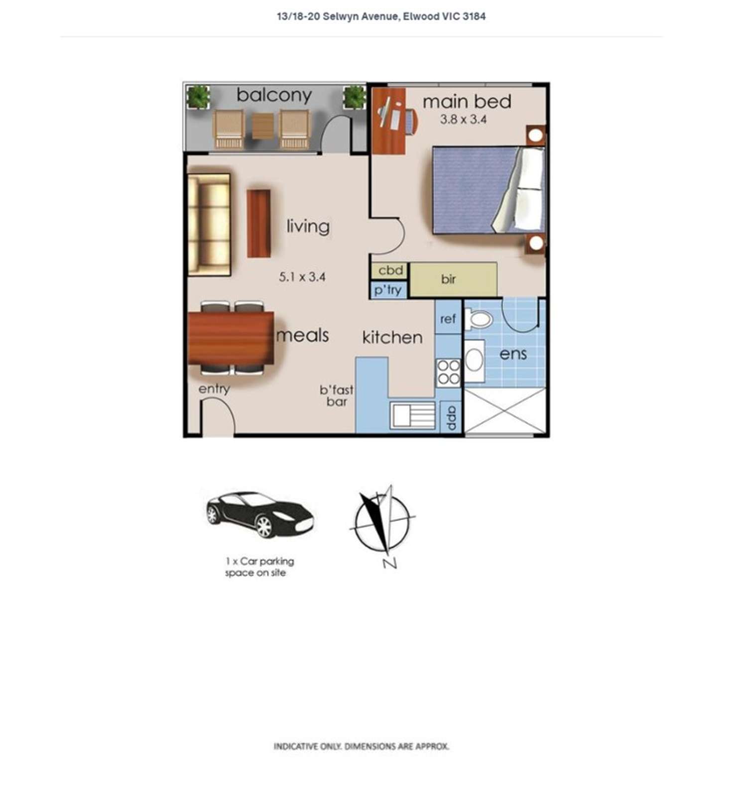 Floorplan of Homely apartment listing, 13/18 Selwyn Avenue, Elwood VIC 3184