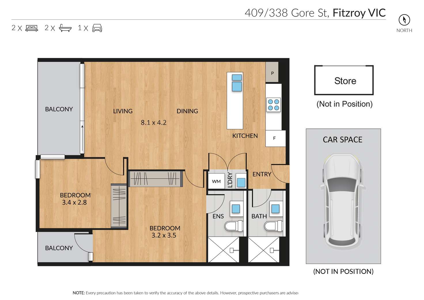 Floorplan of Homely apartment listing, 409/338 Gore Street, Fitzroy VIC 3065