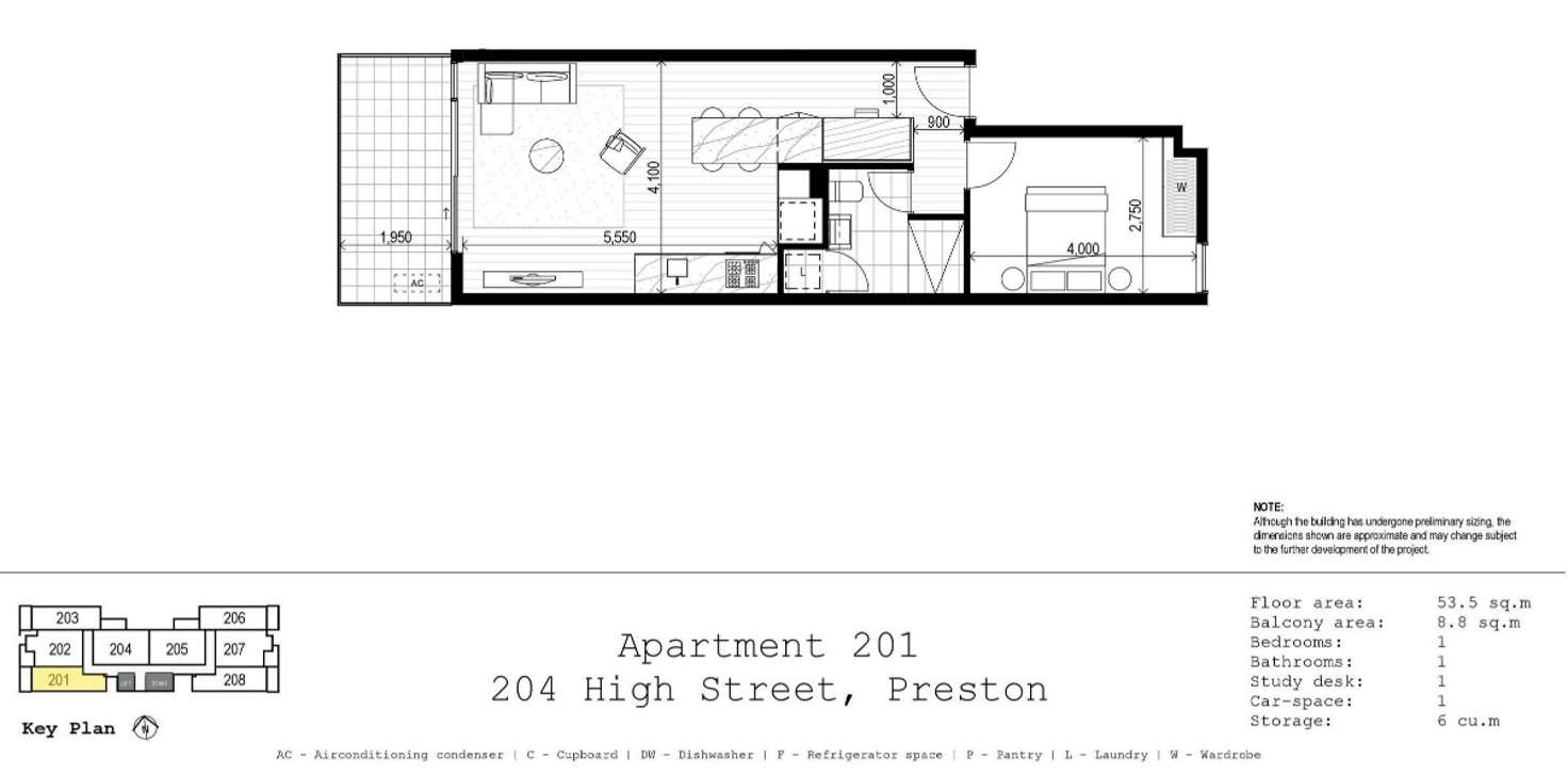 Floorplan of Homely apartment listing, 201/204 High Street, Preston VIC 3072