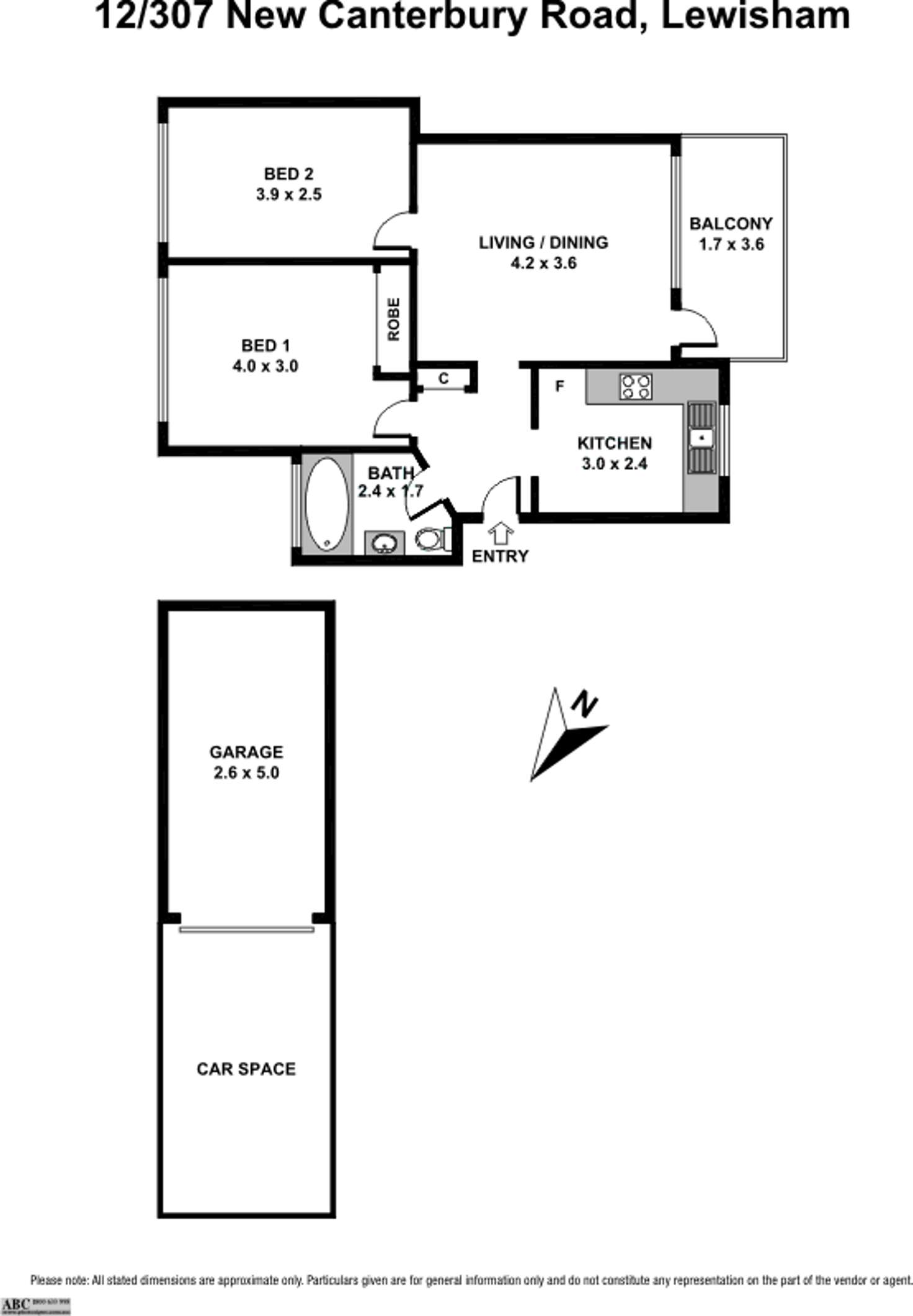 Floorplan of Homely unit listing, 12/307 New Canterbury Road, Lewisham NSW 2049