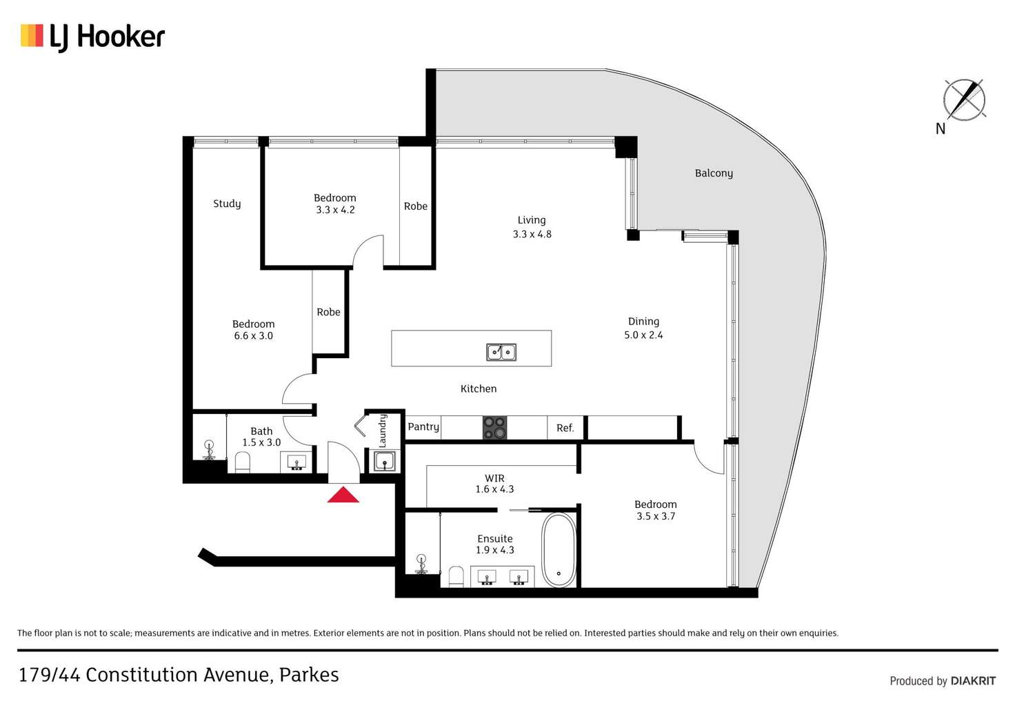 Floorplan of Homely apartment listing, 179/44 Constitution Avenue, Campbell ACT 2612