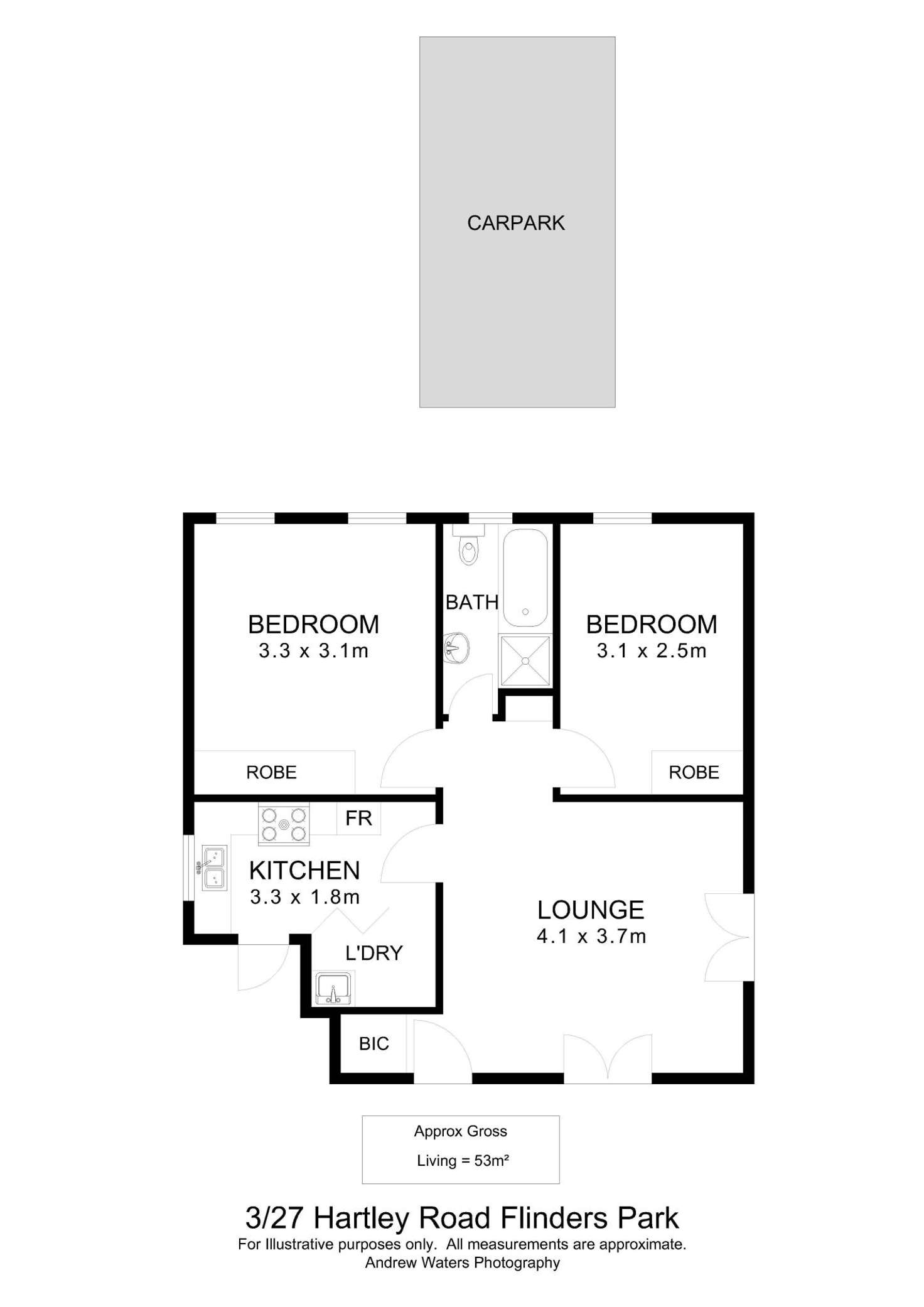 Floorplan of Homely unit listing, 3/27 Hartley Road, Flinders Park SA 5025
