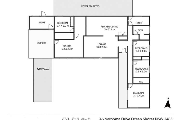 Floorplan of Homely house listing, 46 Narooma Drive, Ocean Shores NSW 2483