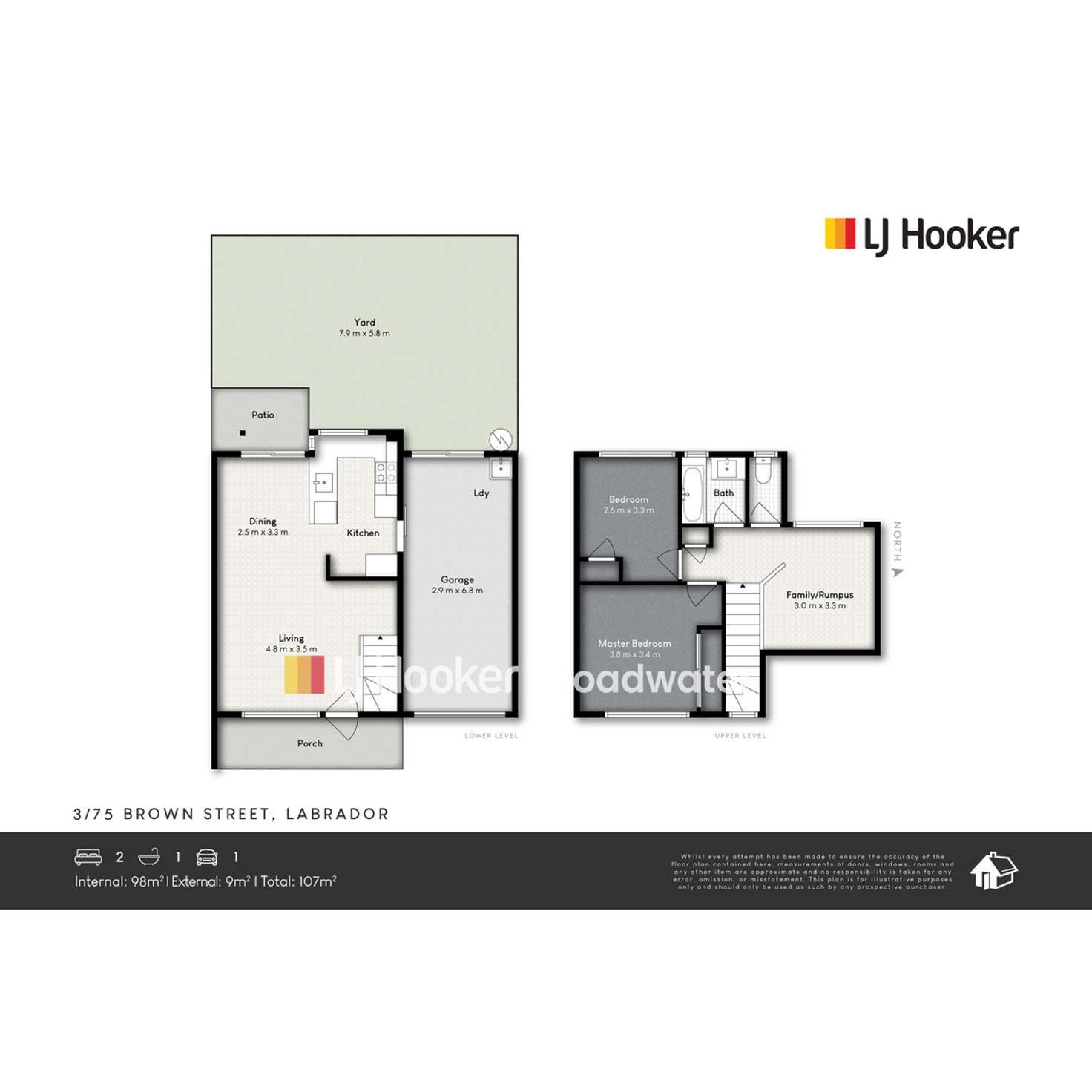 Floorplan of Homely townhouse listing, 3/75 Brown Street, Labrador QLD 4215