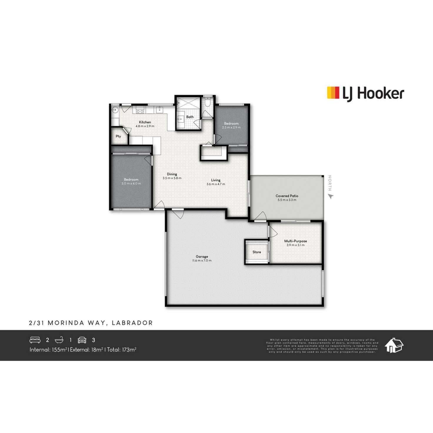 Floorplan of Homely semiDetached listing, 2/31 Morinda Way, Labrador QLD 4215