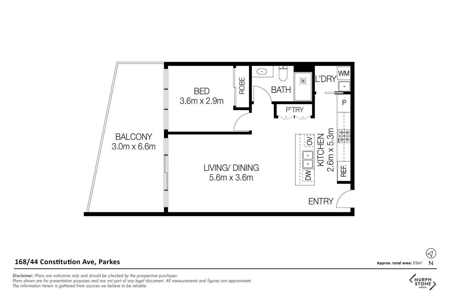 Floorplan of Homely apartment listing, 168/44 Constitution Avenue, Parkes ACT 2600