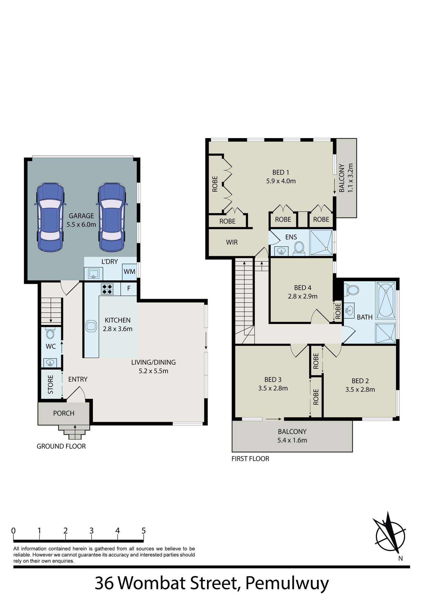 Floorplan of Homely semiDetached listing, 34 & 36 Wombat Street, Pemulwuy NSW 2145