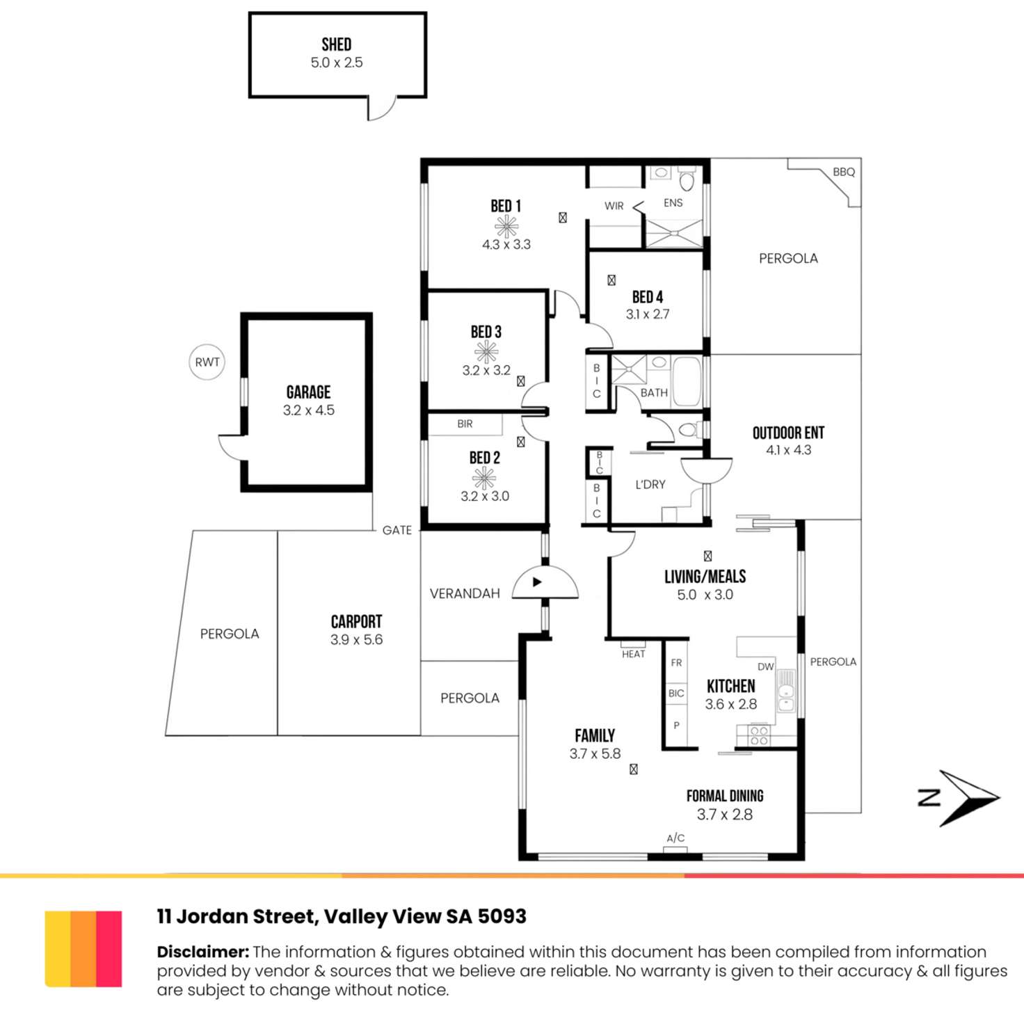 Floorplan of Homely house listing, 11 Jordan Street, Valley View SA 5093