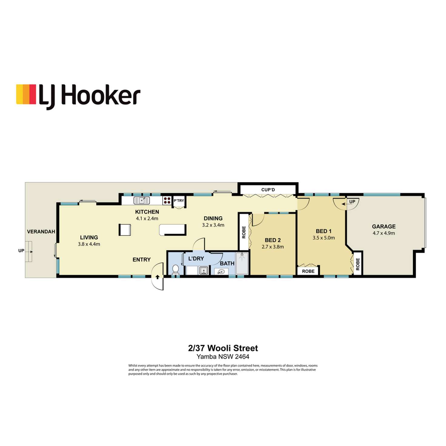 Floorplan of Homely unit listing, 2/37 Wooli Street, Yamba NSW 2464