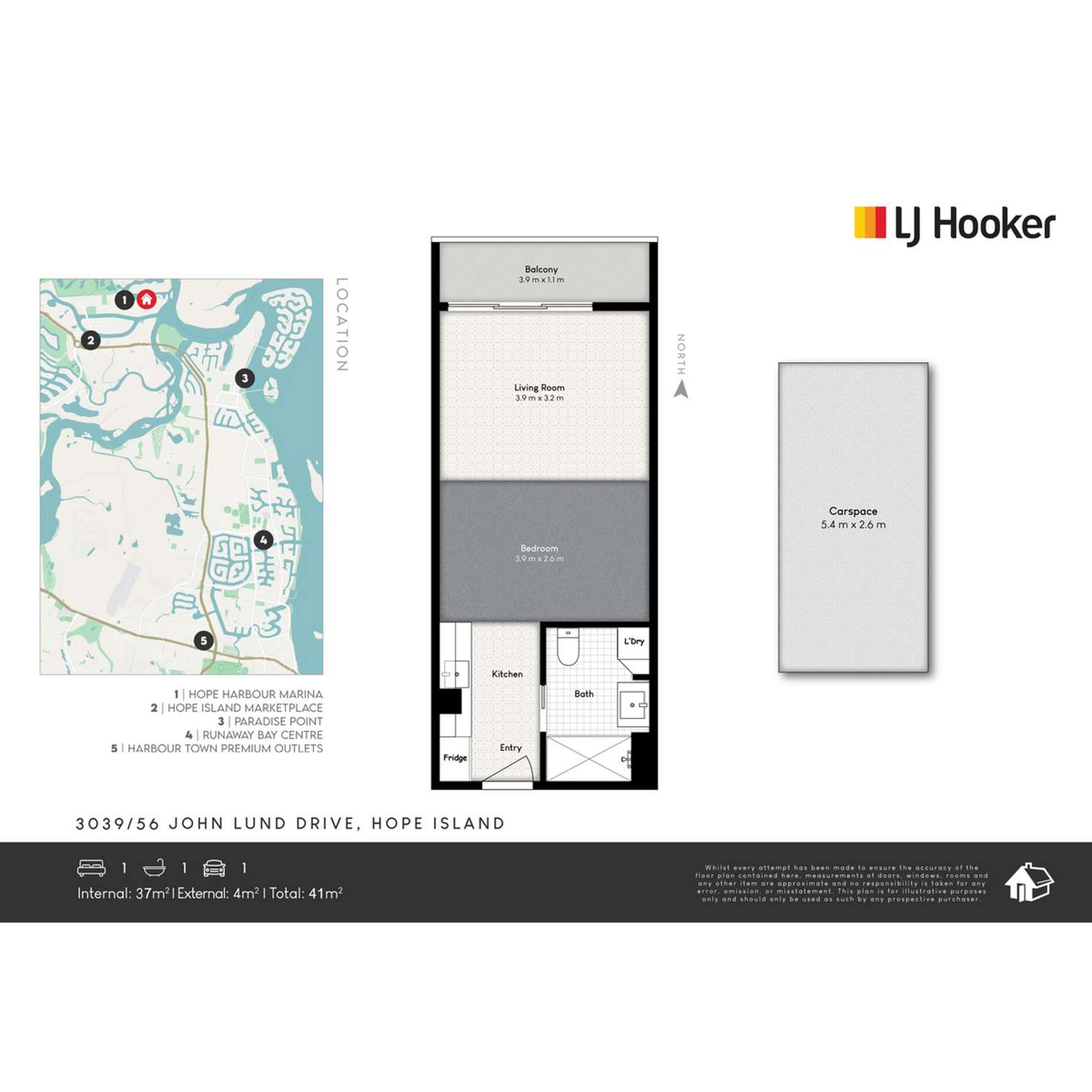 Floorplan of Homely studio listing, 3039/56 John Lund Drive, Hope Island QLD 4212