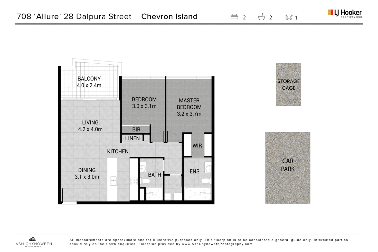 Floorplan of Homely unit listing, 708/28 Dalpura Street, Chevron Island QLD 4217