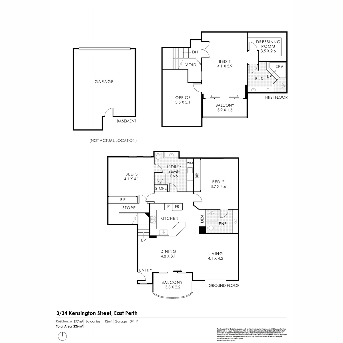 Floorplan of Homely apartment listing, 3/34 Kensington Street, East Perth WA 6004