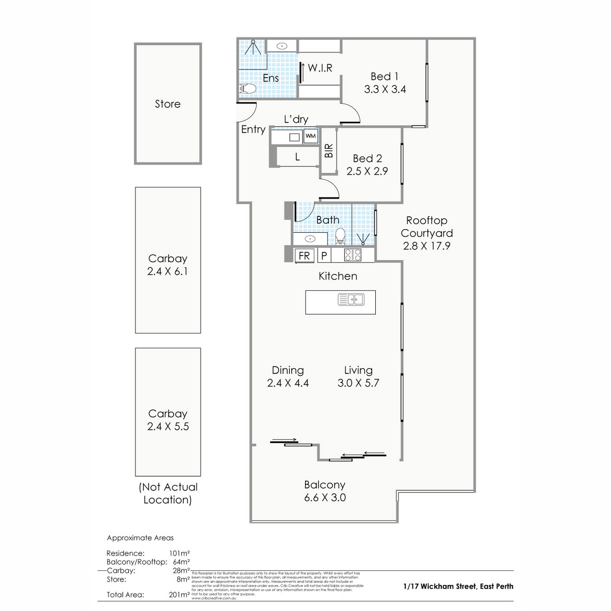 Floorplan of Homely apartment listing, 1/17 Wickham Street, East Perth WA 6004
