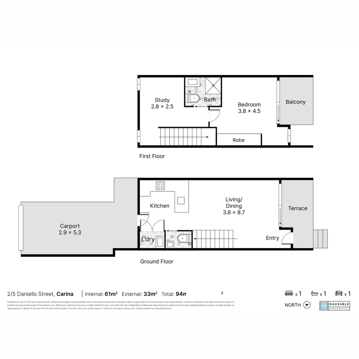 Floorplan of Homely townhouse listing, 2/5 Daniells Street, Carina QLD 4152