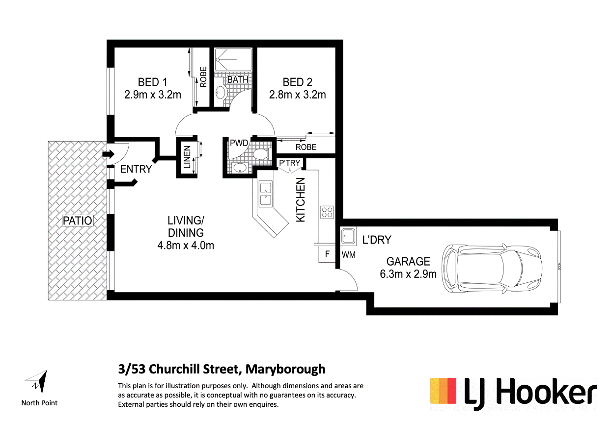 Floorplan of Homely unit listing, Unit 3/53 Churchill Street, Maryborough QLD 4650