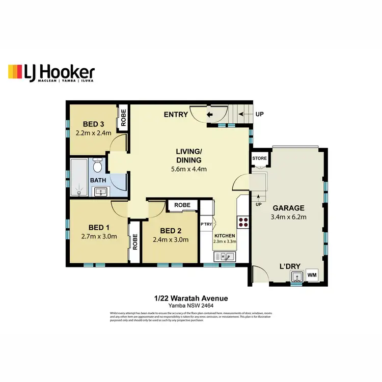 Floorplan of Homely semi-detached listing, 1/22 Waratah Avenue, Yamba NSW 2464