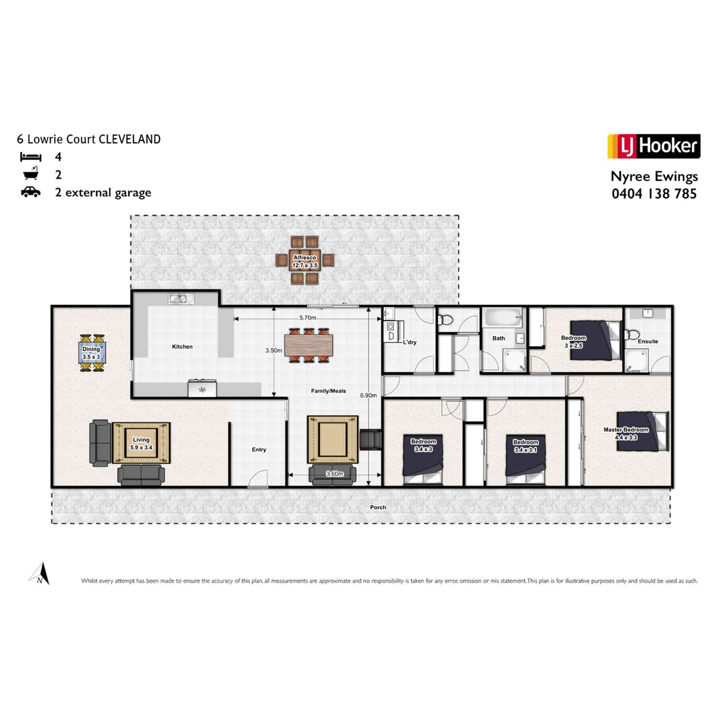 Floorplan of Homely house listing, 6 Lowrie Court, Cleveland QLD 4163