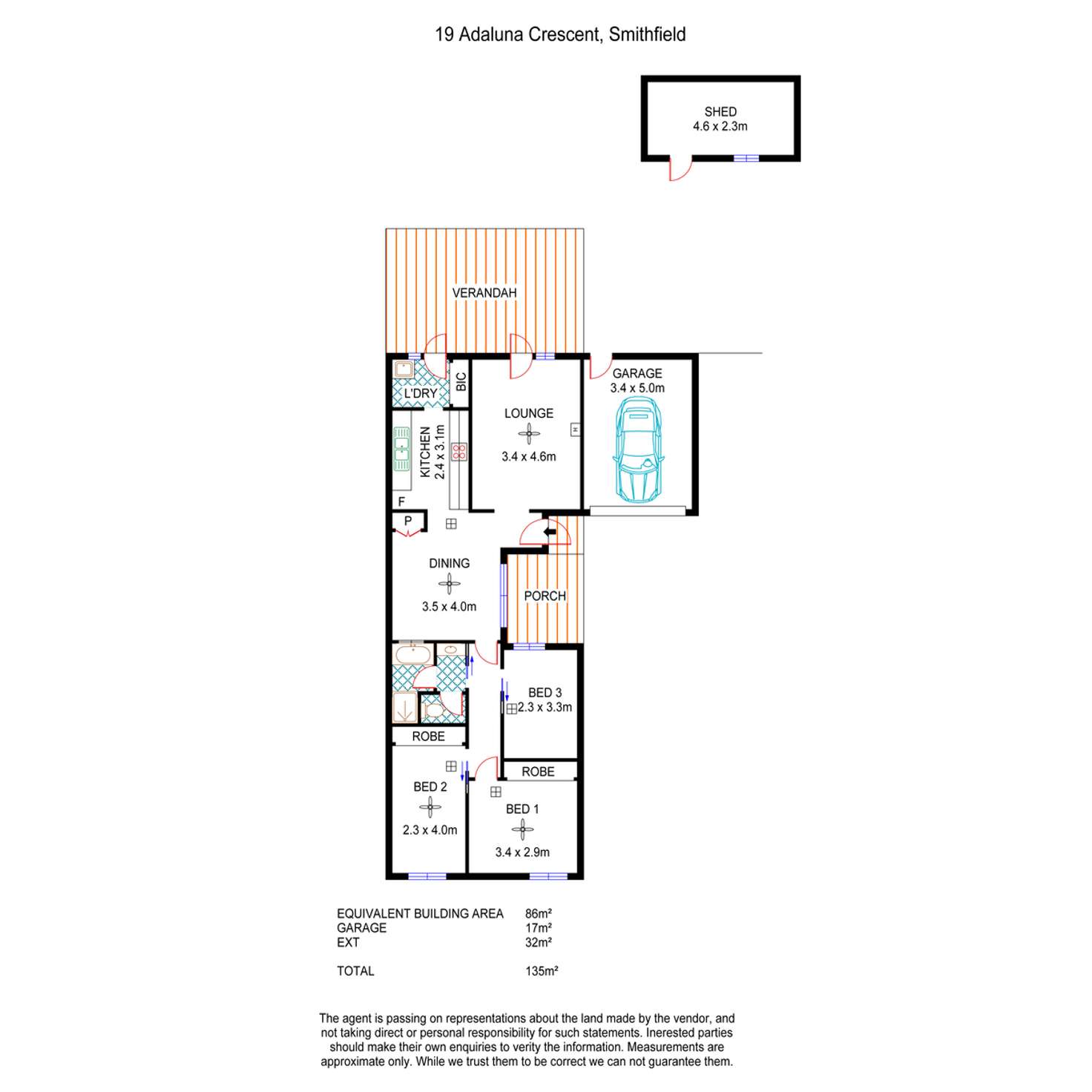 Floorplan of Homely house listing, 19 Adaluna Crescent, Smithfield SA 5114