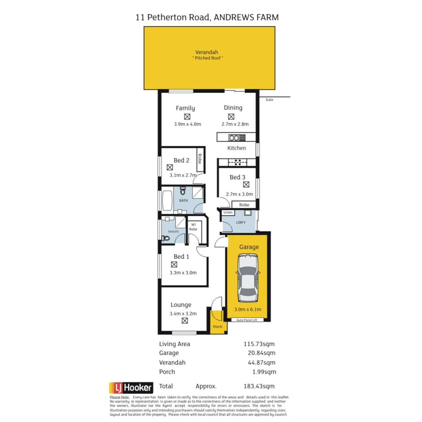 Floorplan of Homely house listing, 11 Petherton Road, Andrews Farm SA 5114