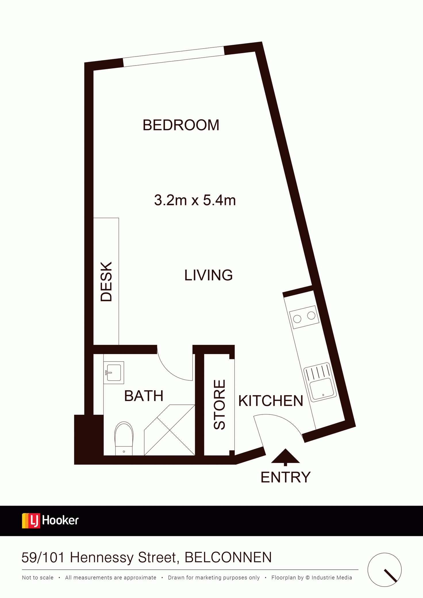 Floorplan of Homely studio listing, 59/101 Hennessy Street, Belconnen ACT 2617