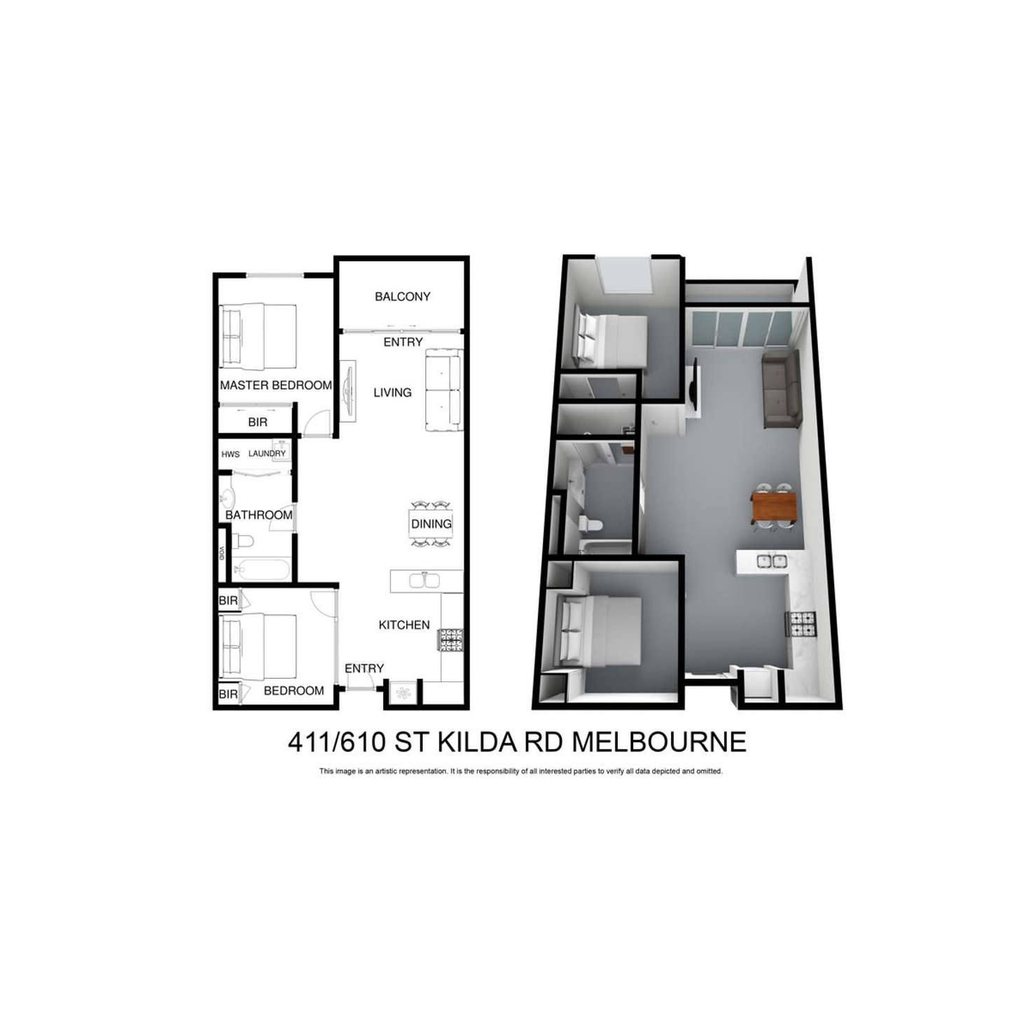 Floorplan of Homely apartment listing, 411/610 St Kilda Road, Melbourne VIC 3004