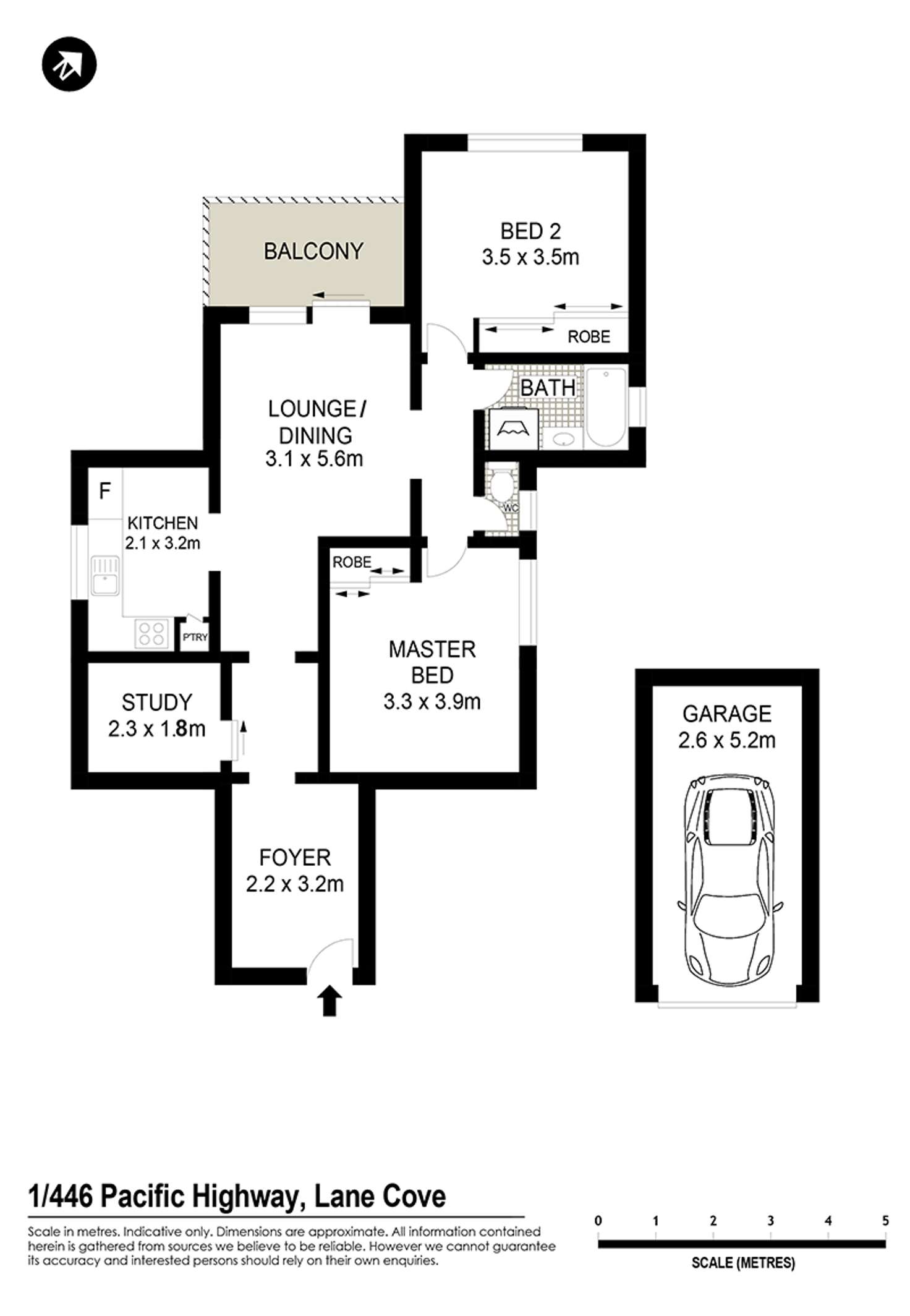 Floorplan of Homely unit listing, 1/446 Pacific Highway, Lane Cove NSW 2066