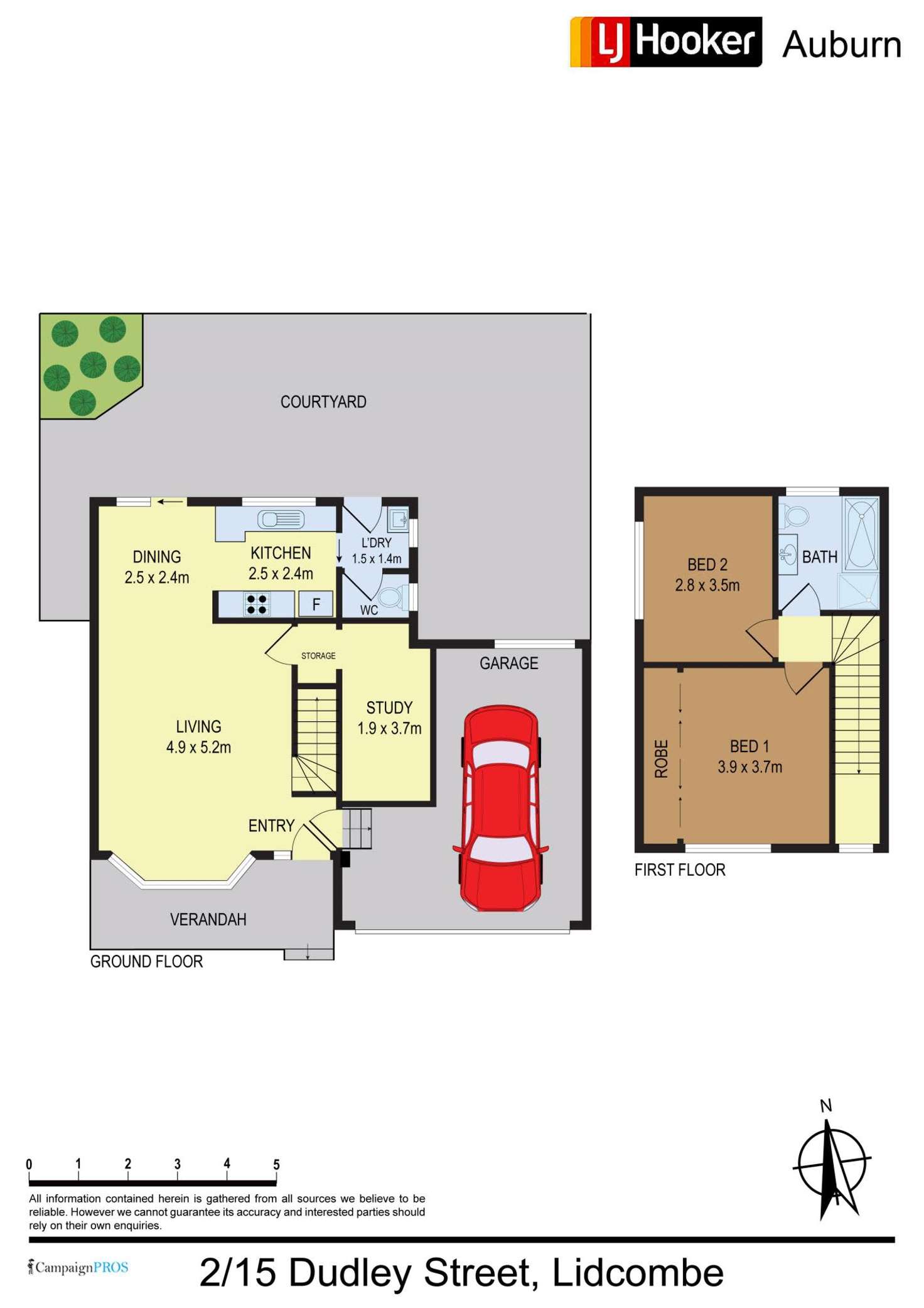 Floorplan of Homely townhouse listing, 2/15 Dudley St, Lidcombe NSW 2141