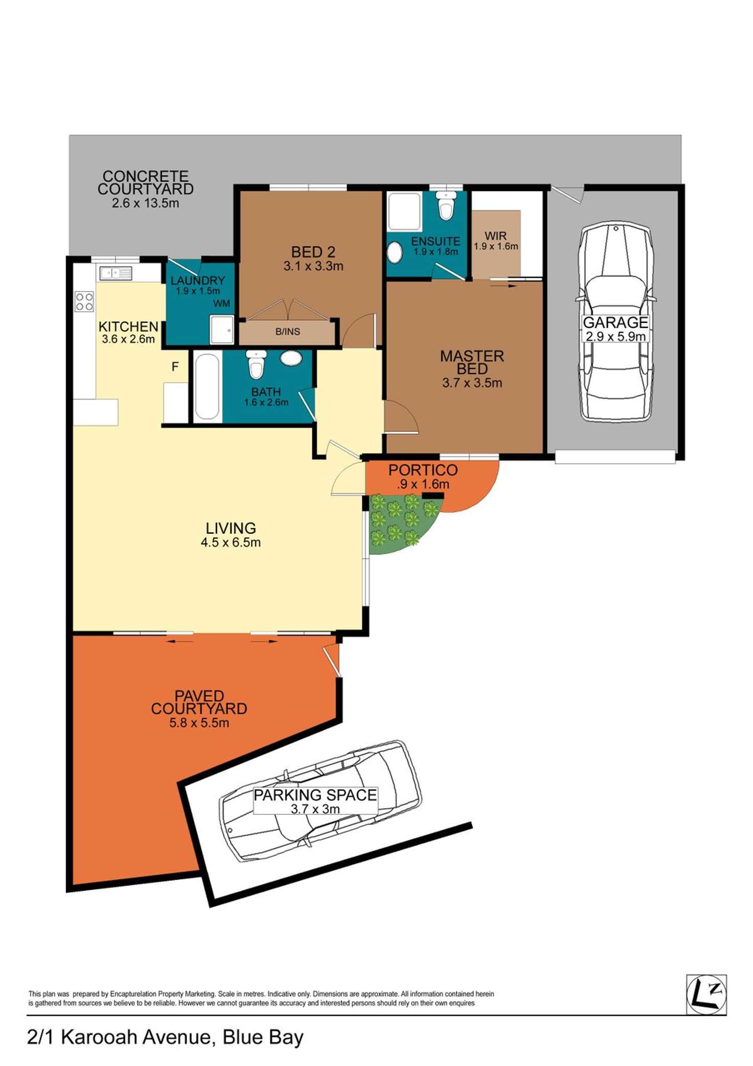 Floorplan of Homely semiDetached listing, 2/1 Karooah Avenue, Blue Bay NSW 2261
