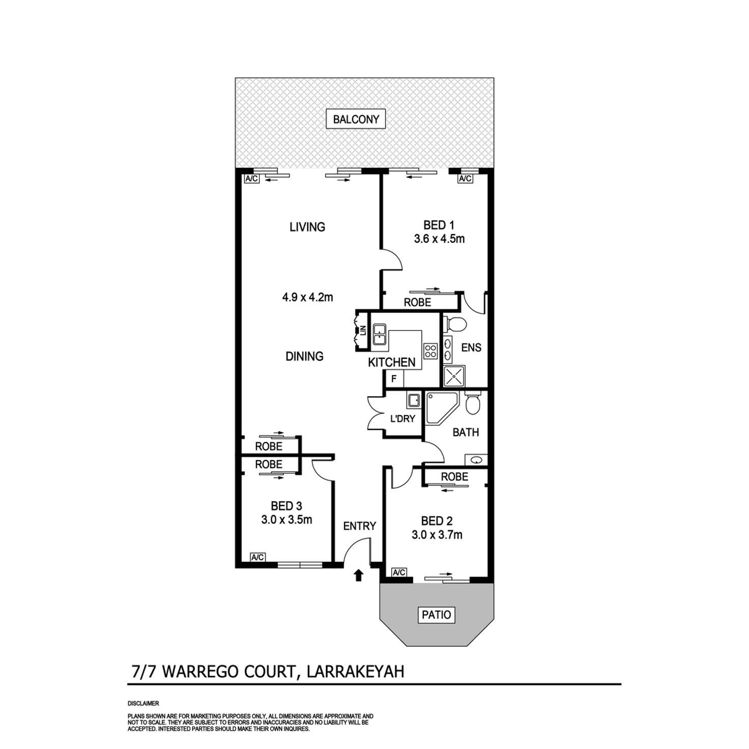 Floorplan of Homely apartment listing, 7/7 Warrego Court, Larrakeyah NT 820