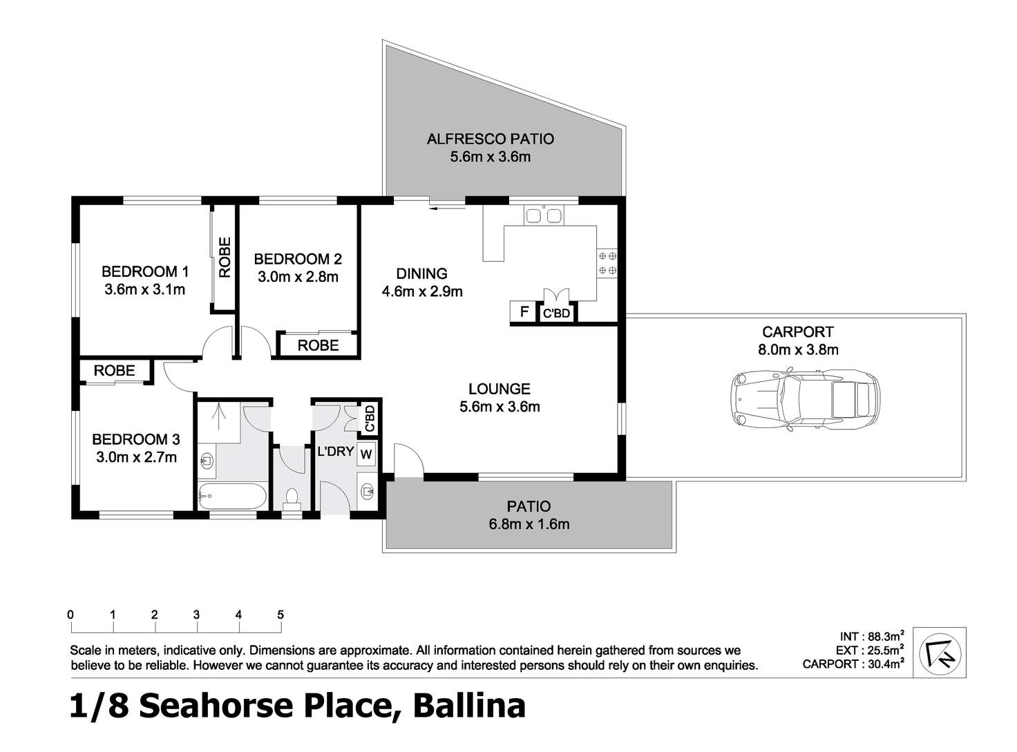 Floorplan of Homely unit listing, 1/8 Seahorse Place, Ballina NSW 2478