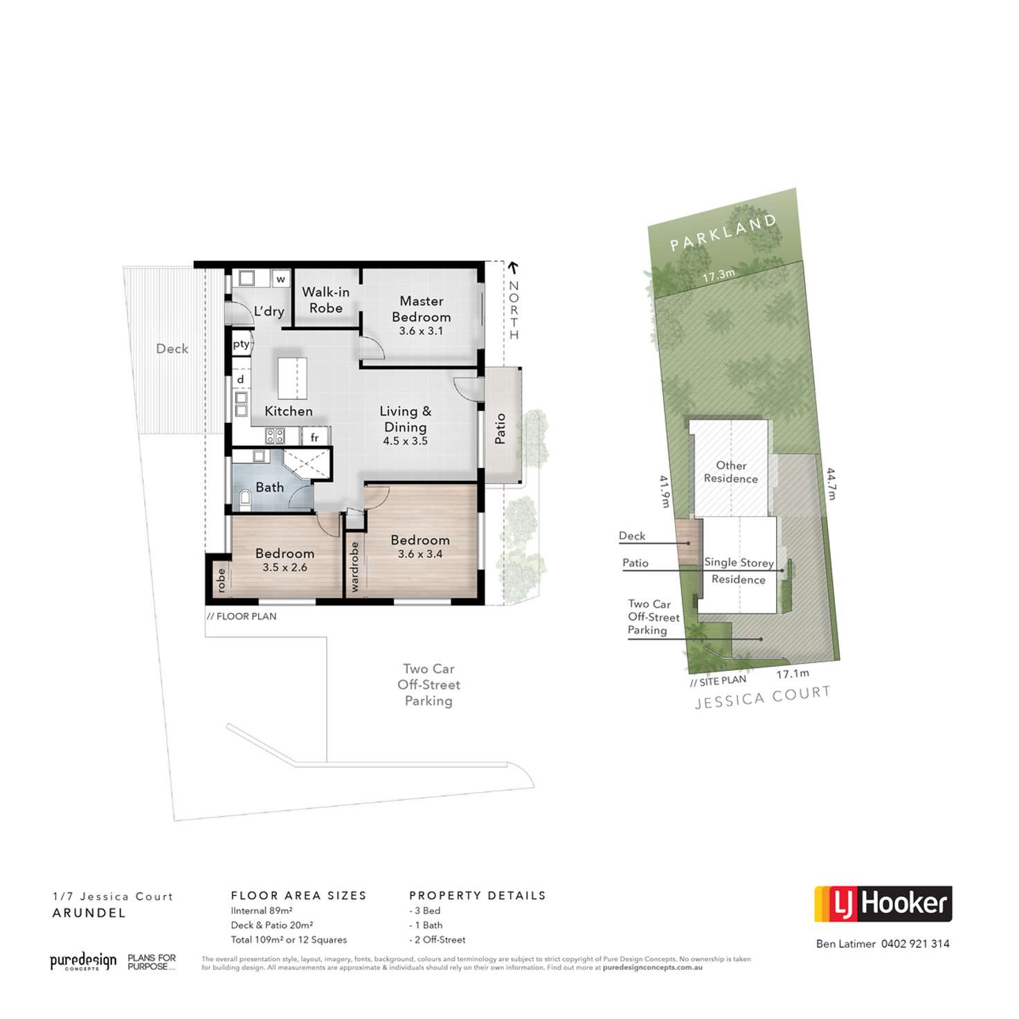 Floorplan of Homely semiDetached listing, 1/7 Jessica Court, Arundel QLD 4214