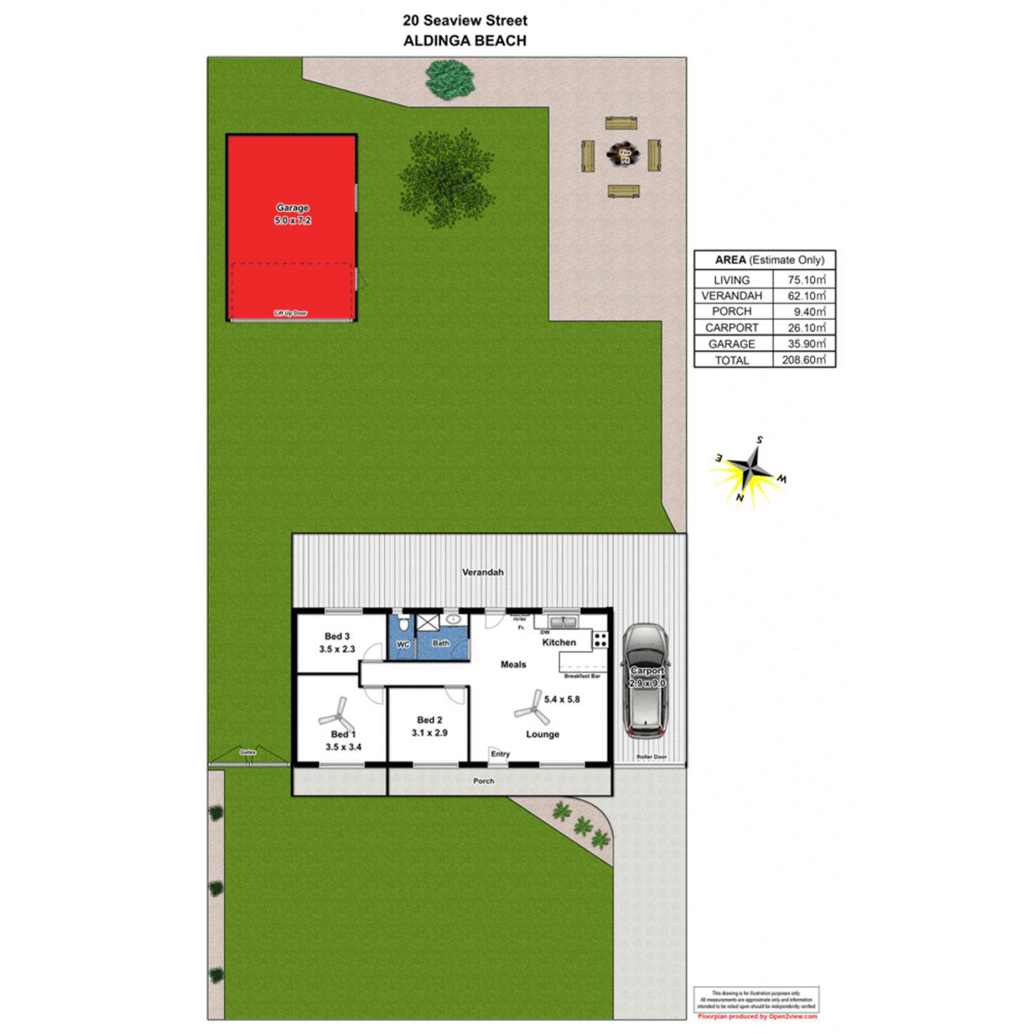 Floorplan of Homely house listing, 20 Seaview Street, Aldinga Beach SA 5173