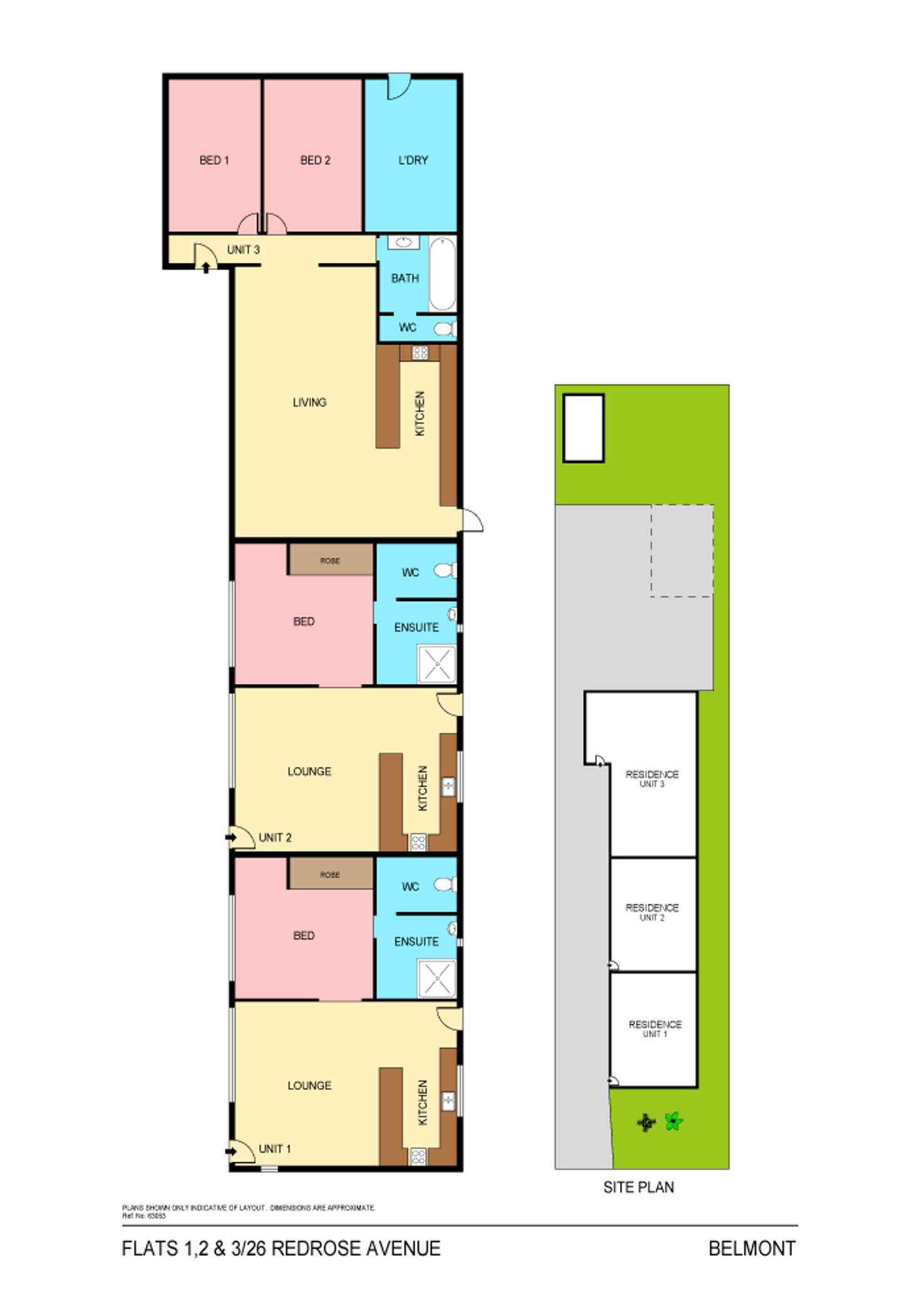 Floorplan of Homely blockOfUnits listing, 1,2 & 3/26 Redrose Avenue, Belmont NSW 2280